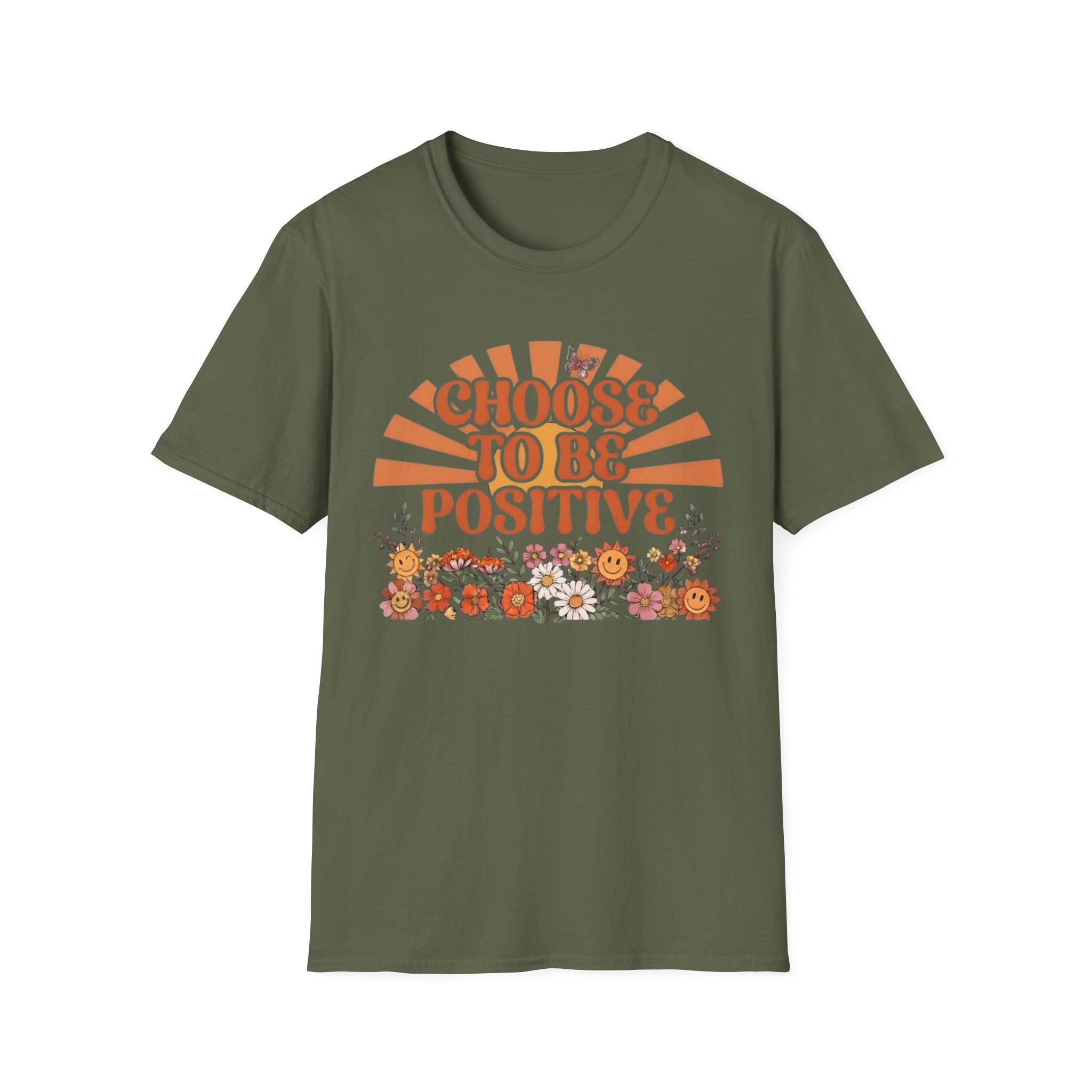 Choose To Be Positive T-Shirt — Sun & Flowers (110)