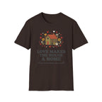 Love Makes The House A Home T-Shirt — Hearts Flowers House (27)