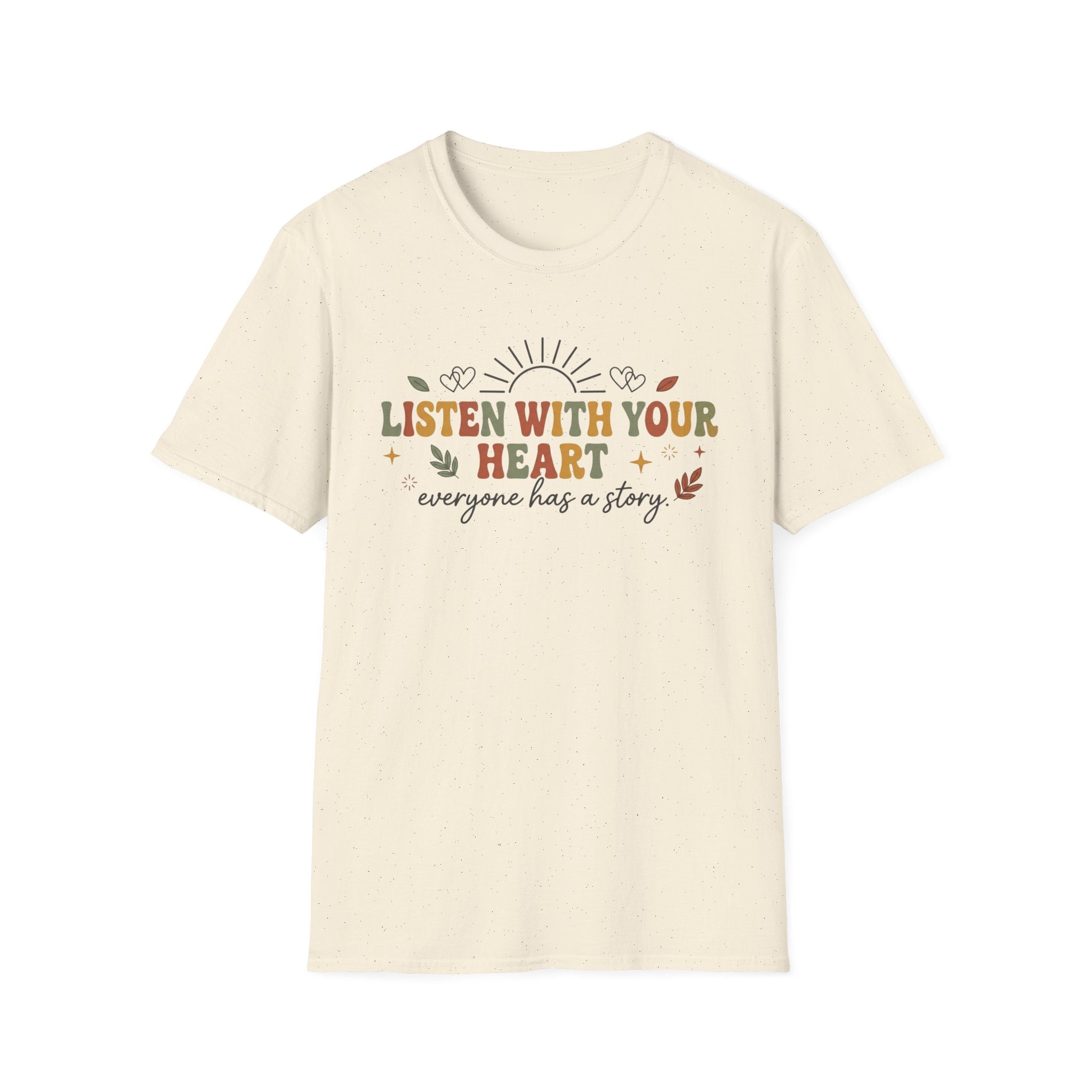 Listen With Your Heart T-Shirt — Leaves Heart & Sun (25)