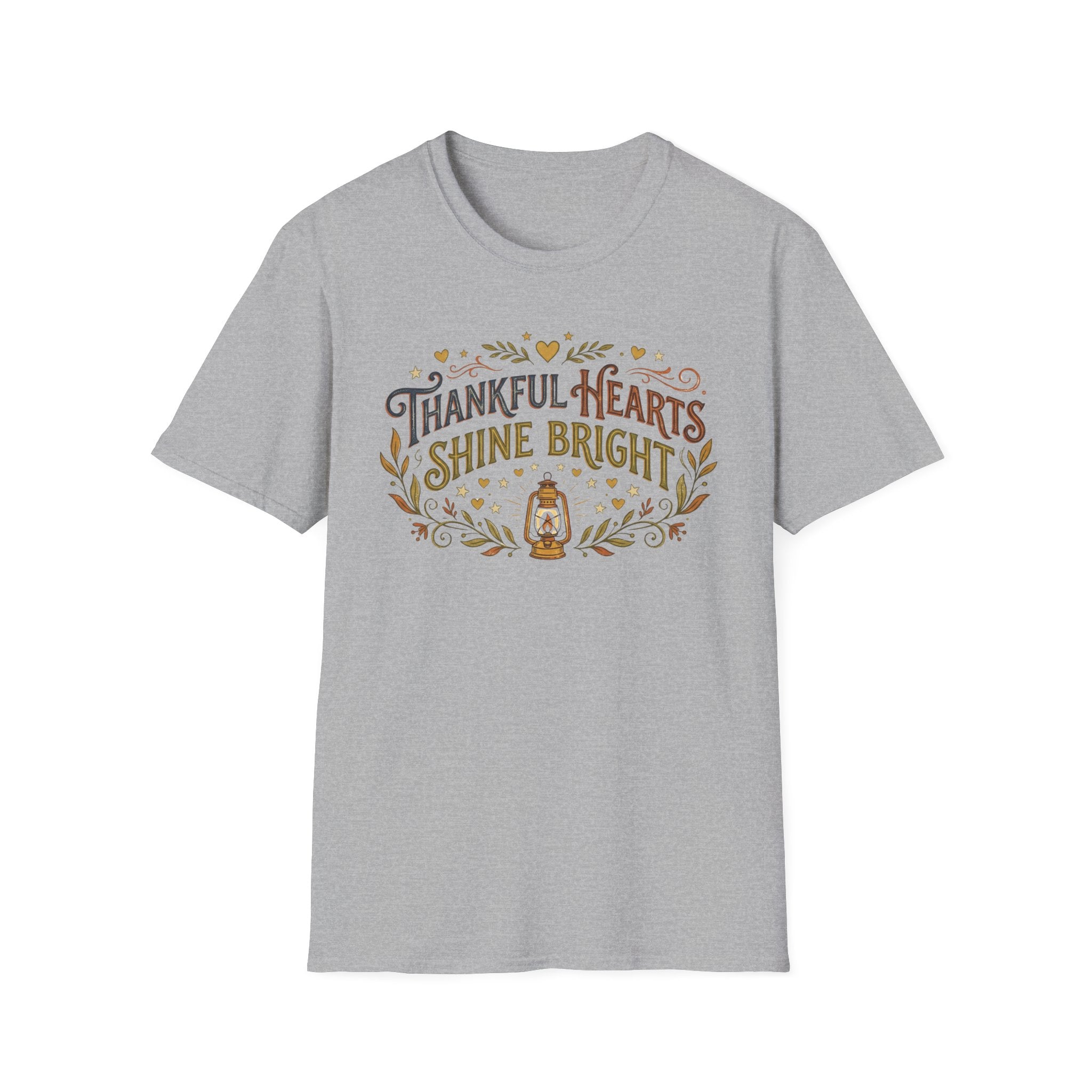Thankful Hearts Shine Bright T-Shirt — Star Heart & Lantern (25)
