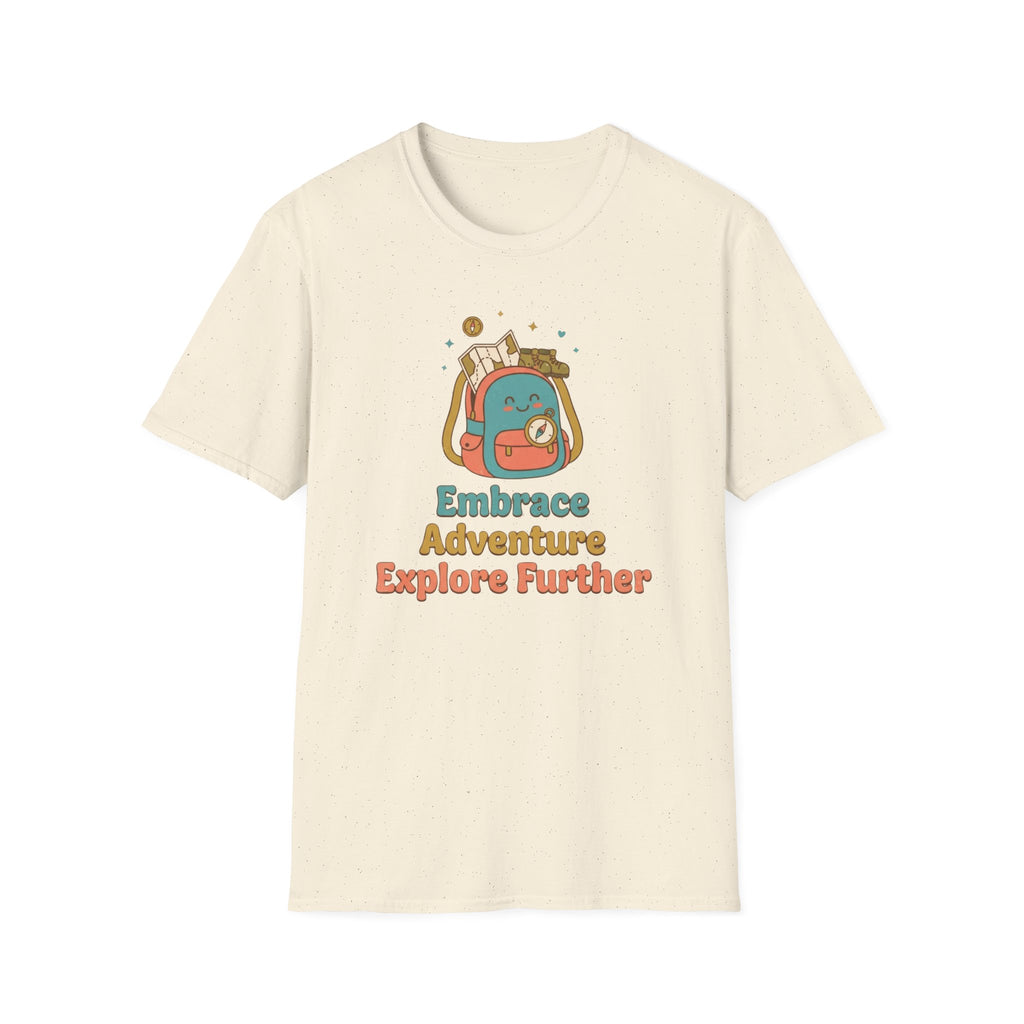 Embrace Adventure Explore Further T-Shirt — Compass Backpack (89)