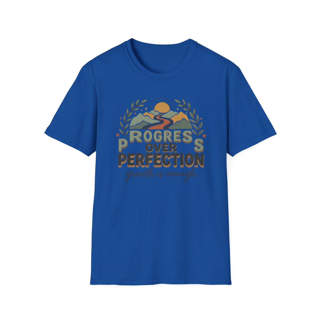 Progress Over Perfection T-Shirt — Road Mountain & Sun (31)