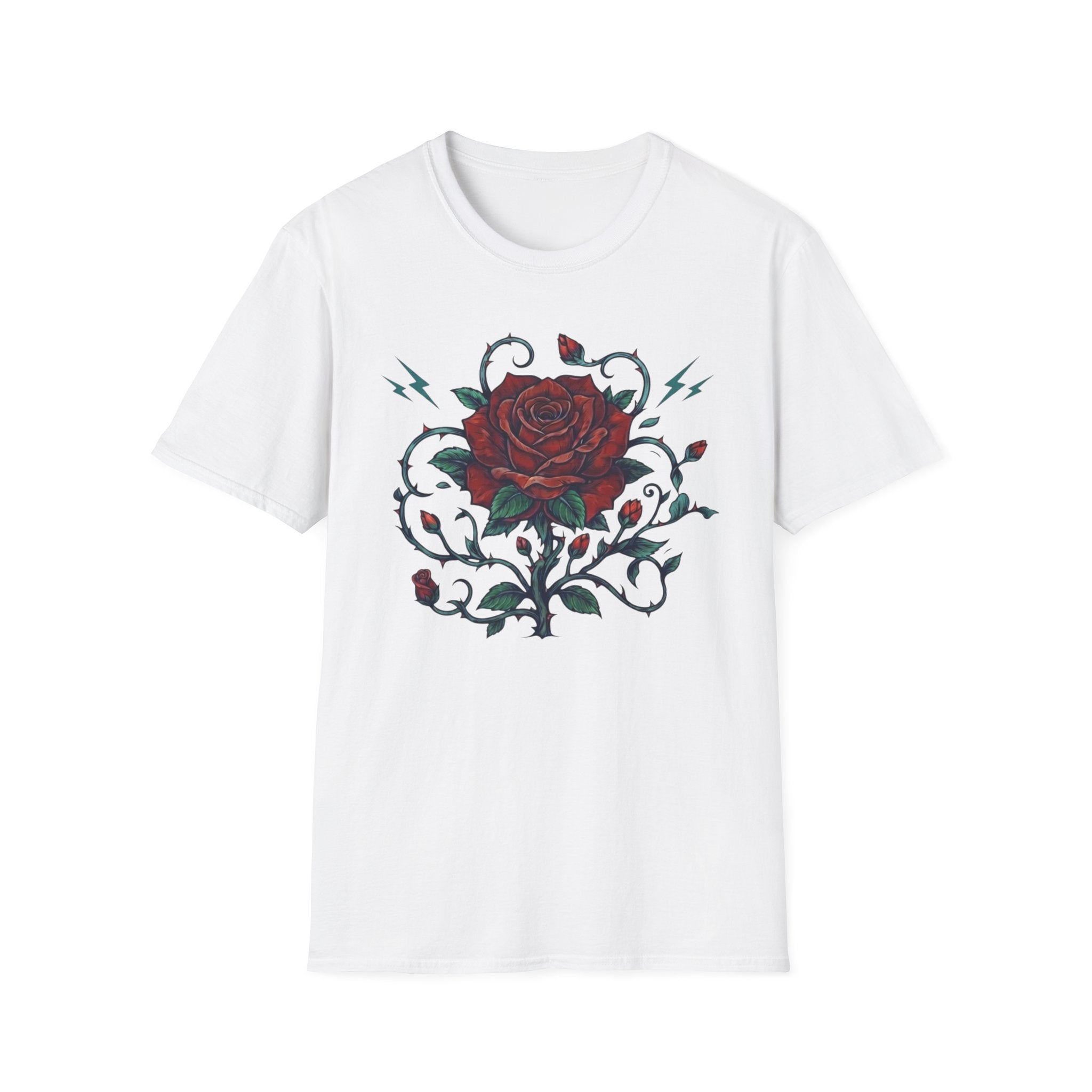 Lightning Rose Sea Green Stem T-Shirt — Rose Lightning (105)