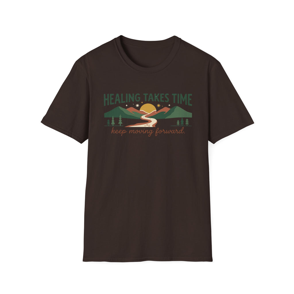 Healing Takes Time T-Shirt — Road Mountain & Sun (31)