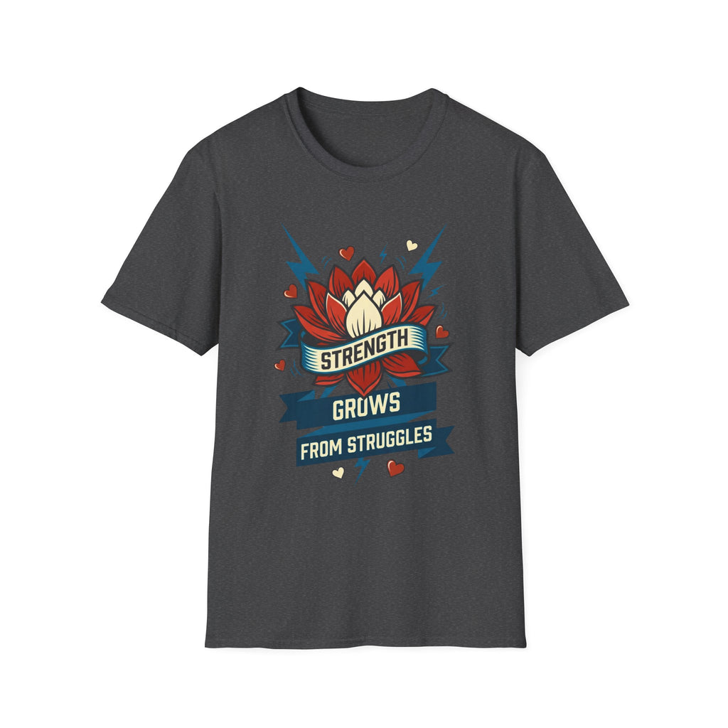 Strength Grows From Struggles T-Shirt —Lightning Heart & Flower (10)