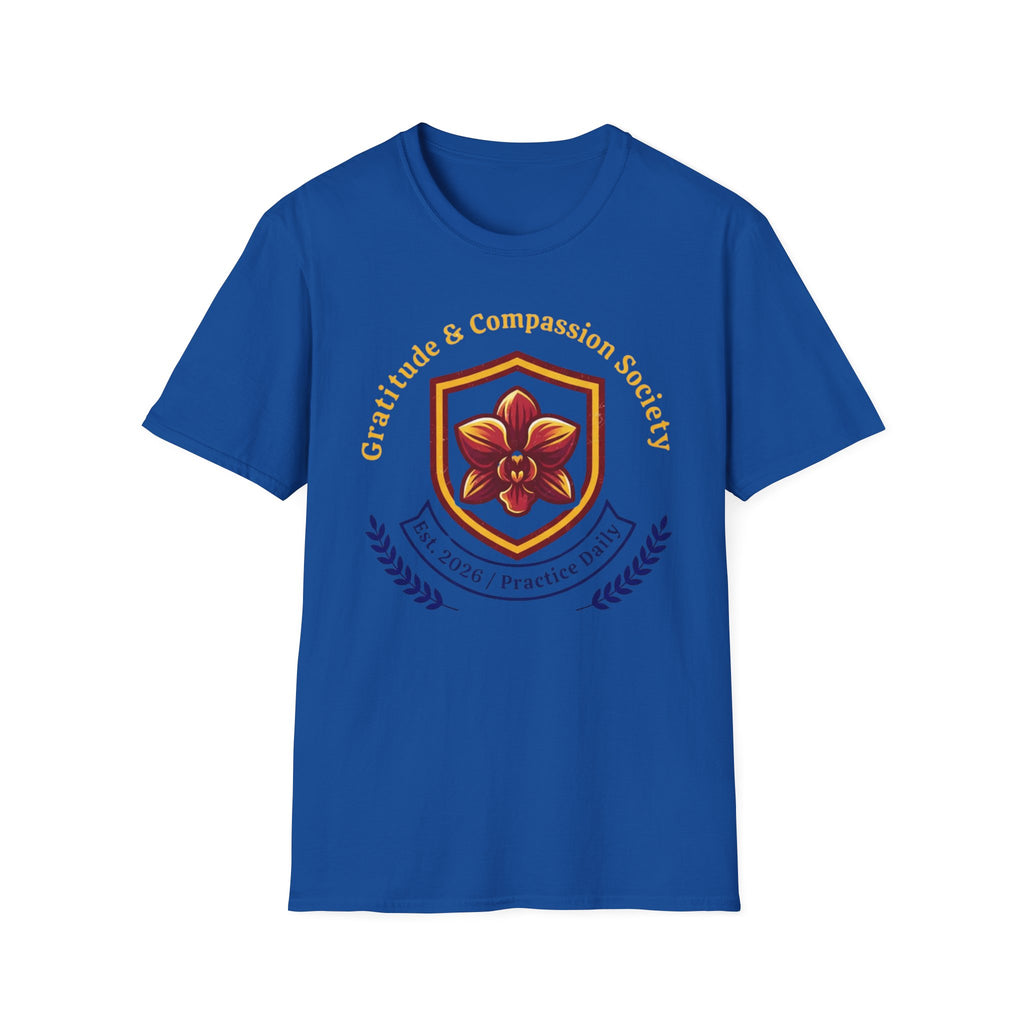 Gratitude & Compassion Society T-Shirt — Crest & Orchid (15)