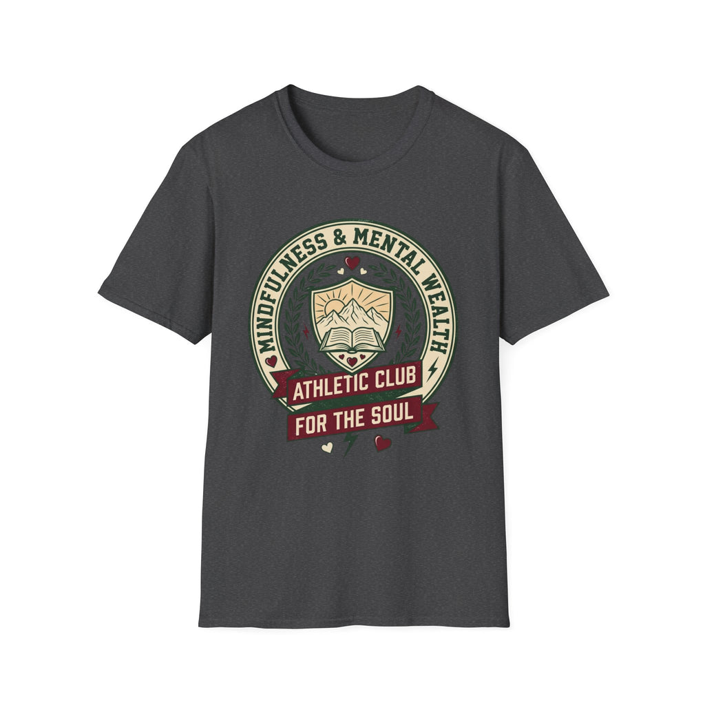 Mindfulness Mental Wealth T-Shirt — Crest Heart Sun Mountain Book (9)