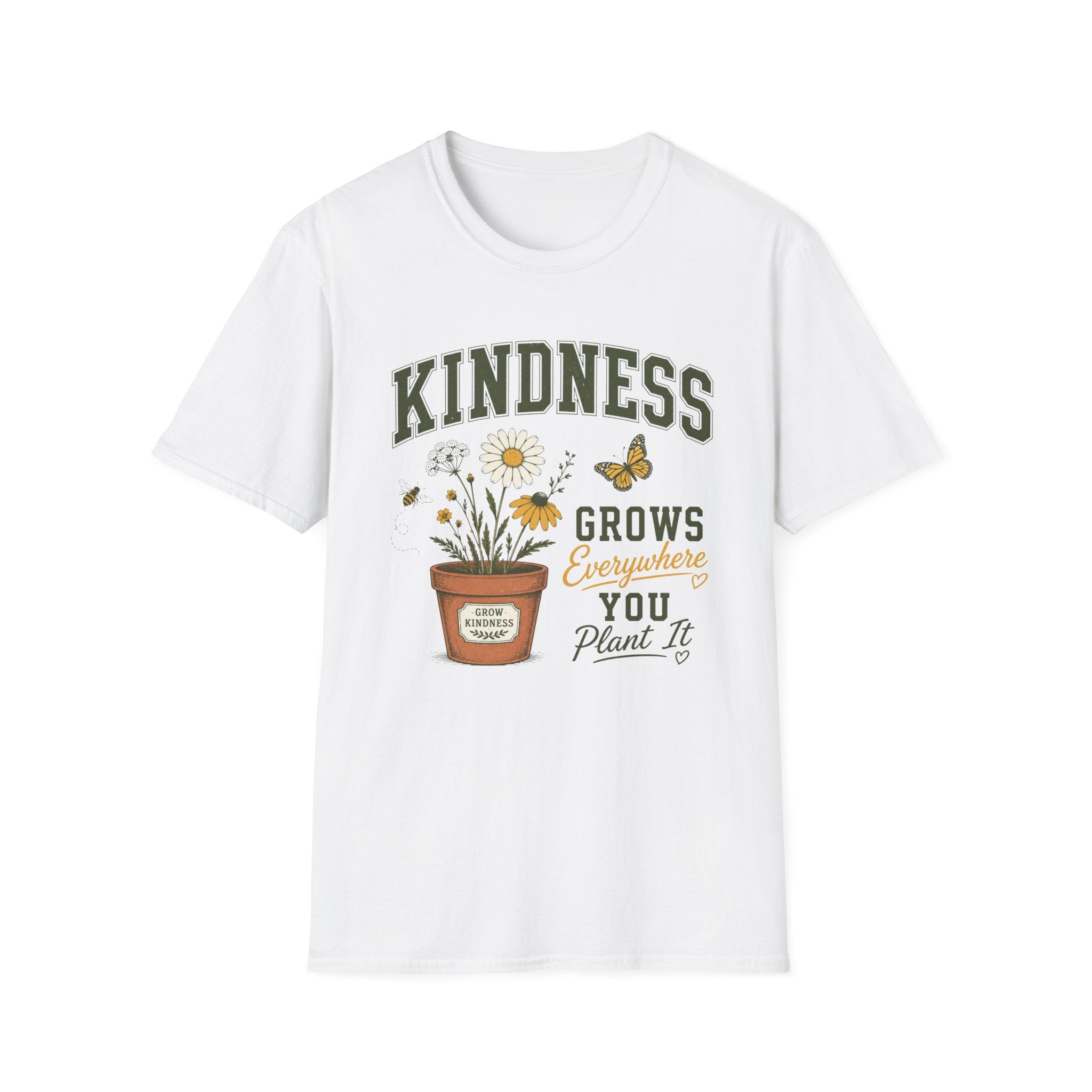 Kindness Grows T-Shirt — Butterfly Potted Daisy (2)