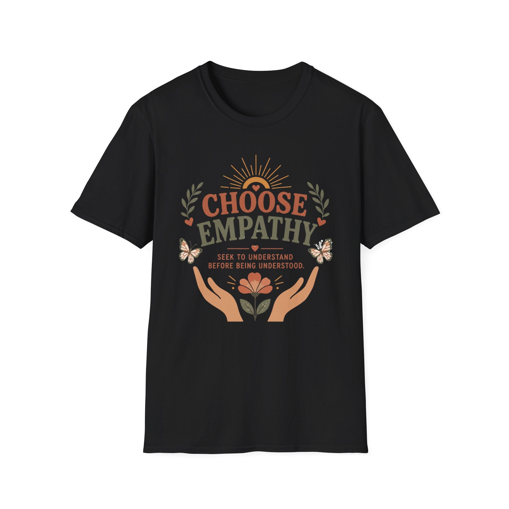 Choose Empathy T-Shirt — Butterfly Hands & Flower (3)