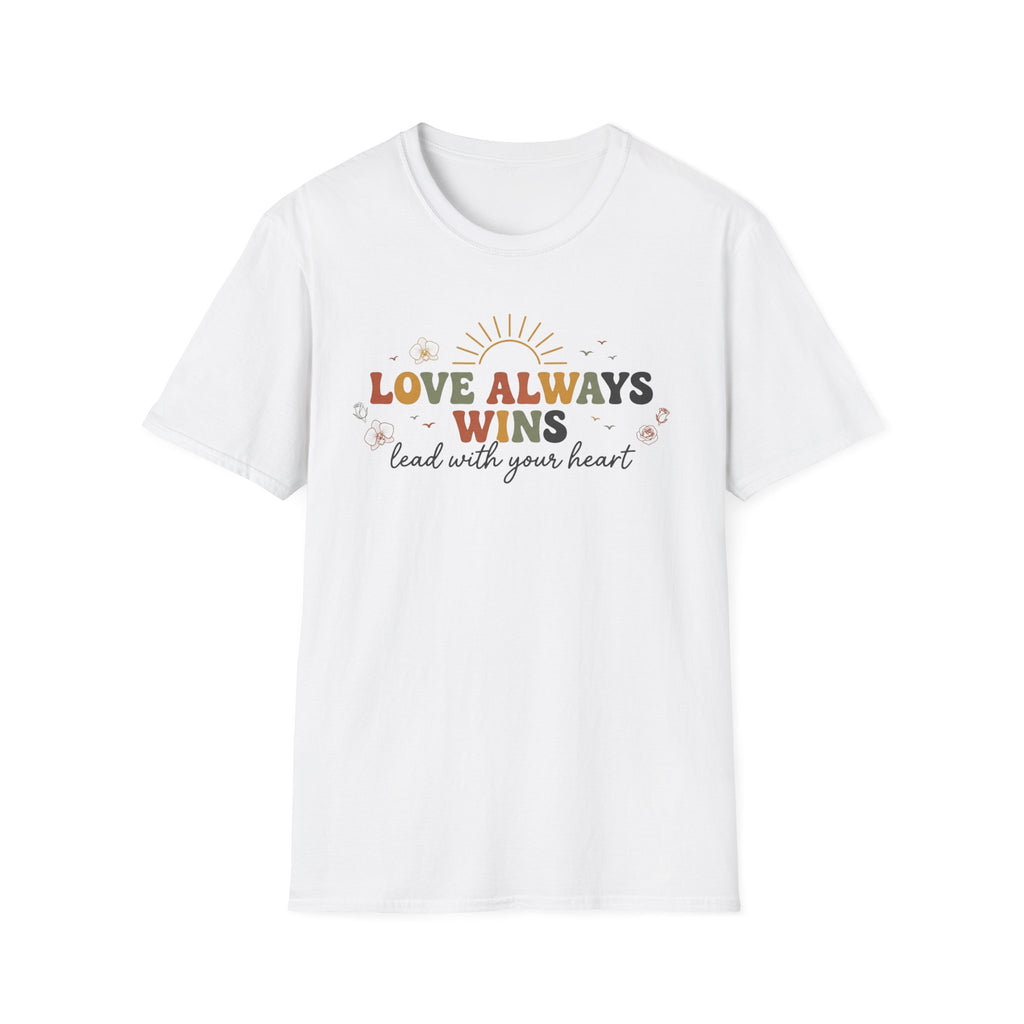 Love Always Wins T-Shirt — Birds Flowers & Sun (24)