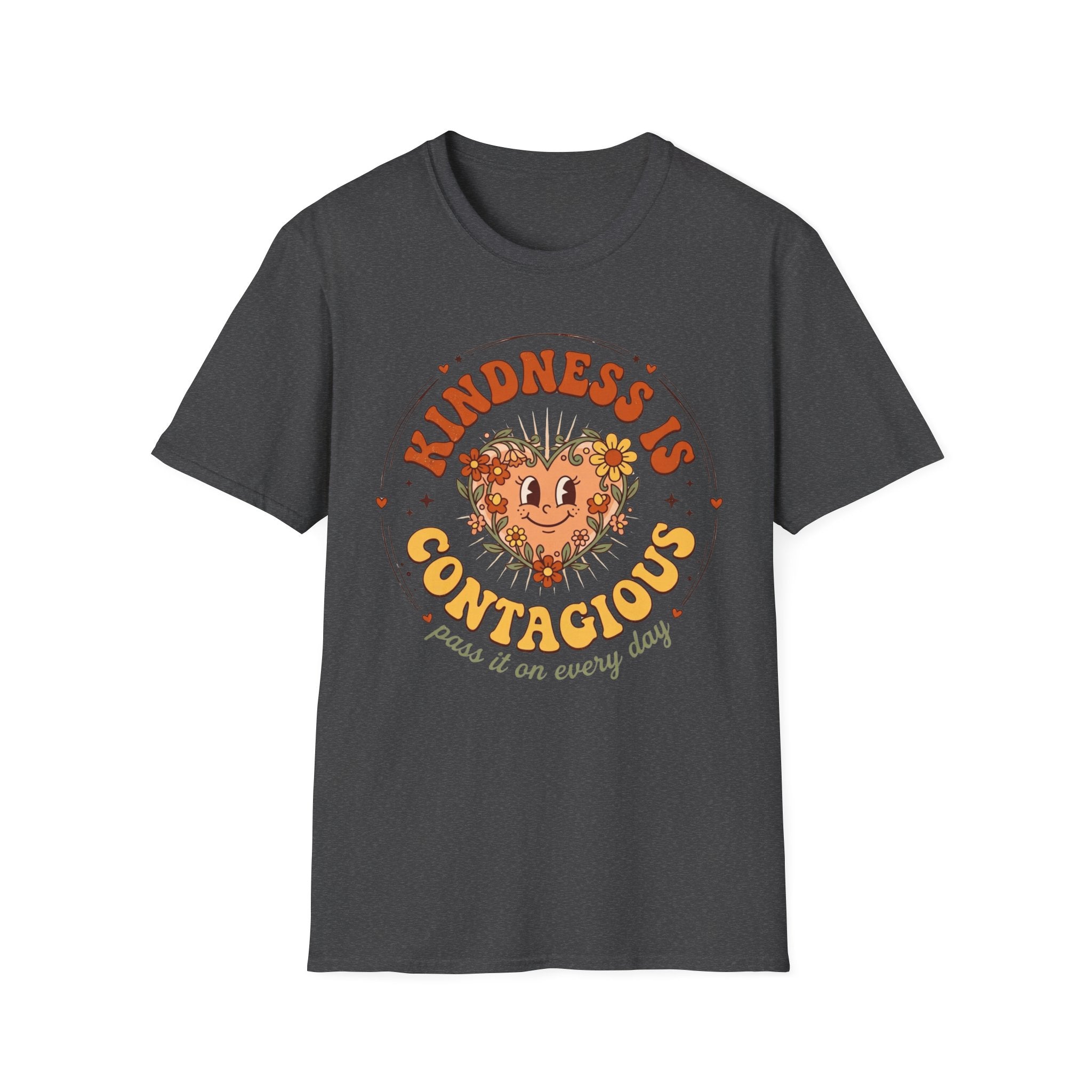 Kindness Is Contagious T-Shirt — Heart Star Flowers (18)