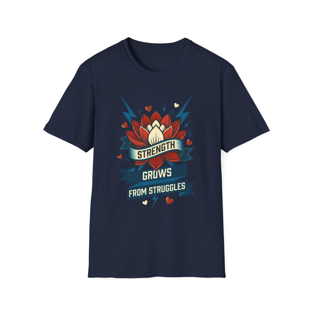 Strength Grows From Struggles T-Shirt —Lightning Heart & Flower (10)
