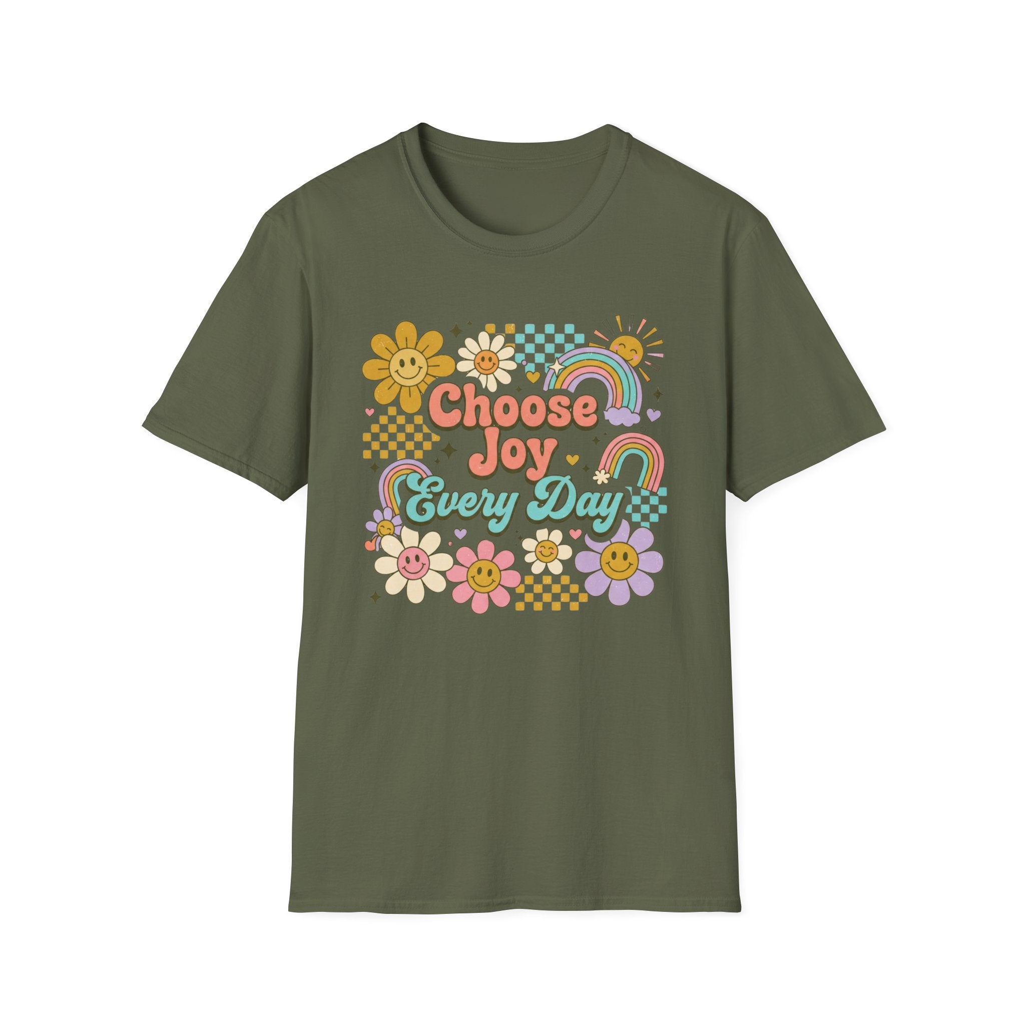 Choose Joy Every Day T-Shirt — Flowers Rainbows (96)