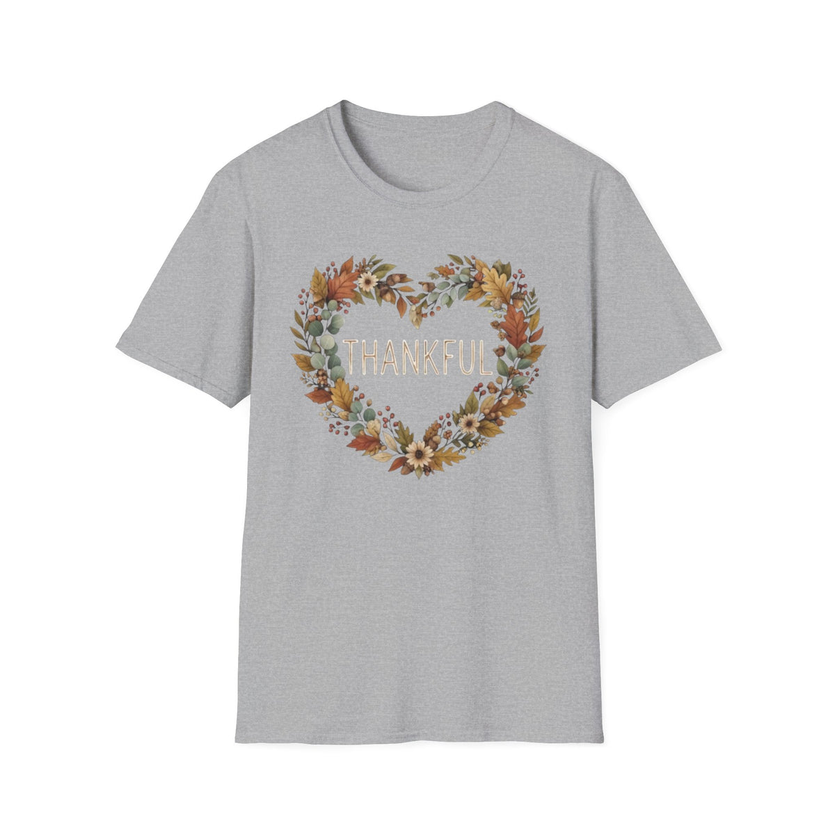 Thankful T-Shirt — Heart Shaped Wreath (171)