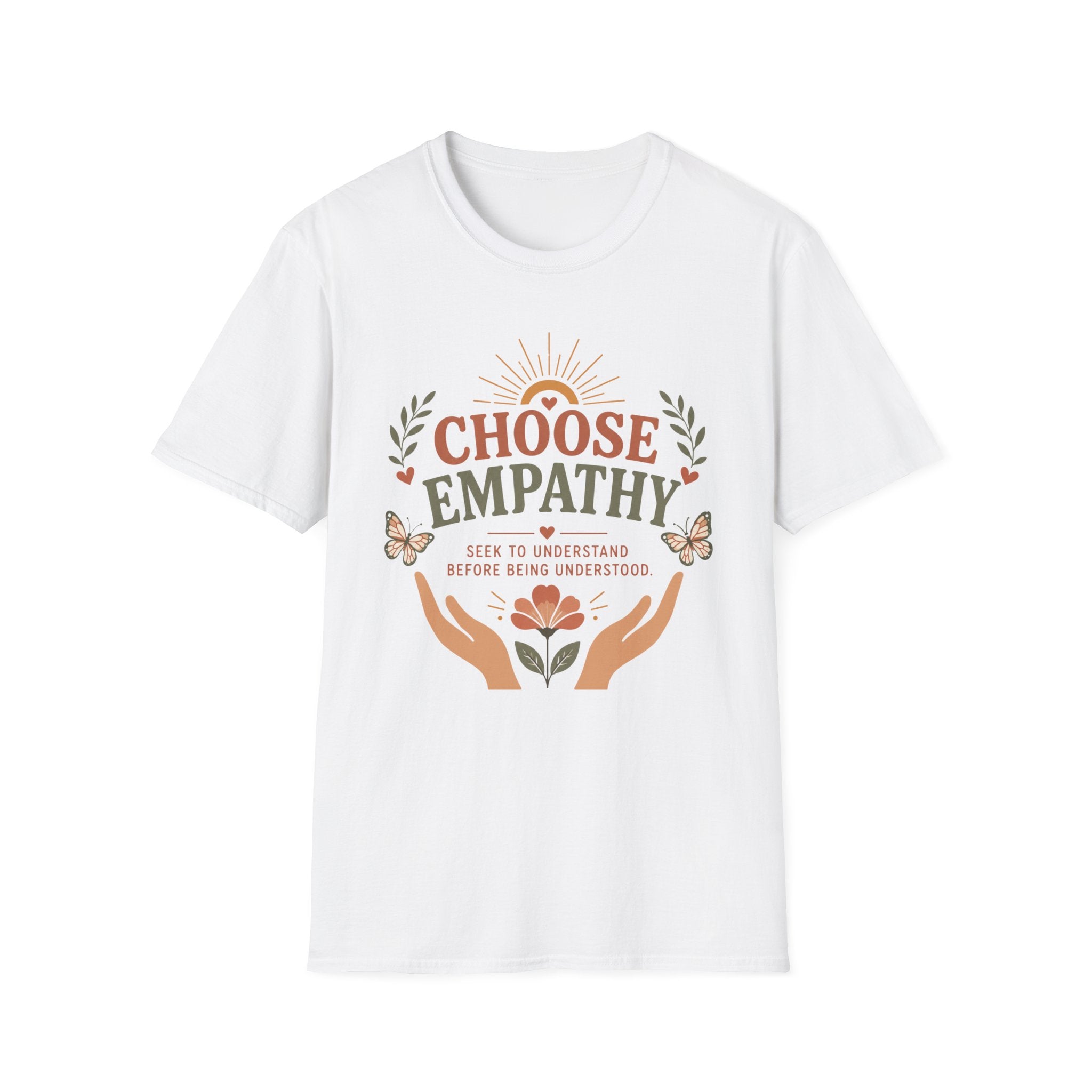 Choose Empathy T-Shirt — Butterfly Hands & Flower (3)