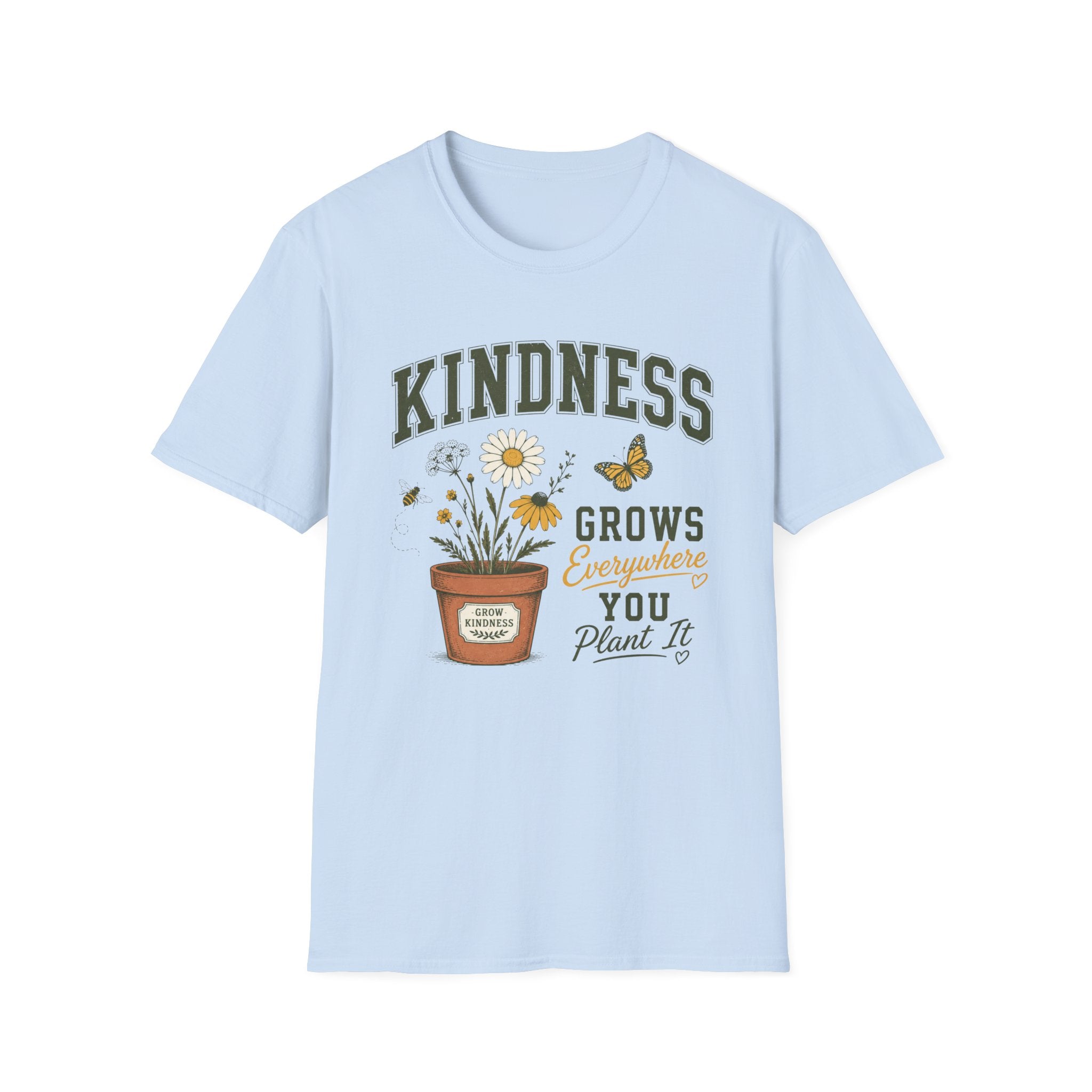 Kindness Grows T-Shirt — Butterfly Potted Daisy (2)