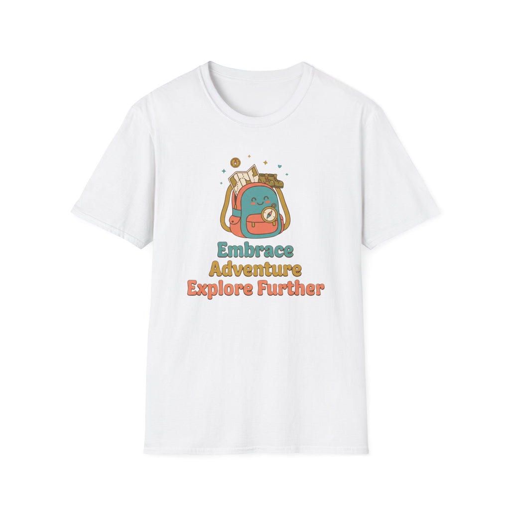 Embrace Adventure Explore Further T-Shirt — Compass Backpack (89)