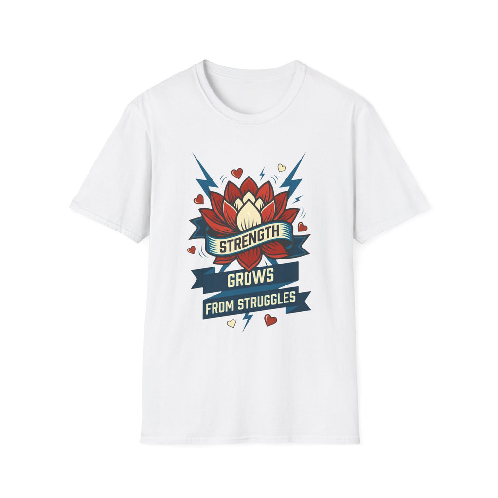 Strength Grows From Struggles T-Shirt —Lightning Heart & Flower (10)