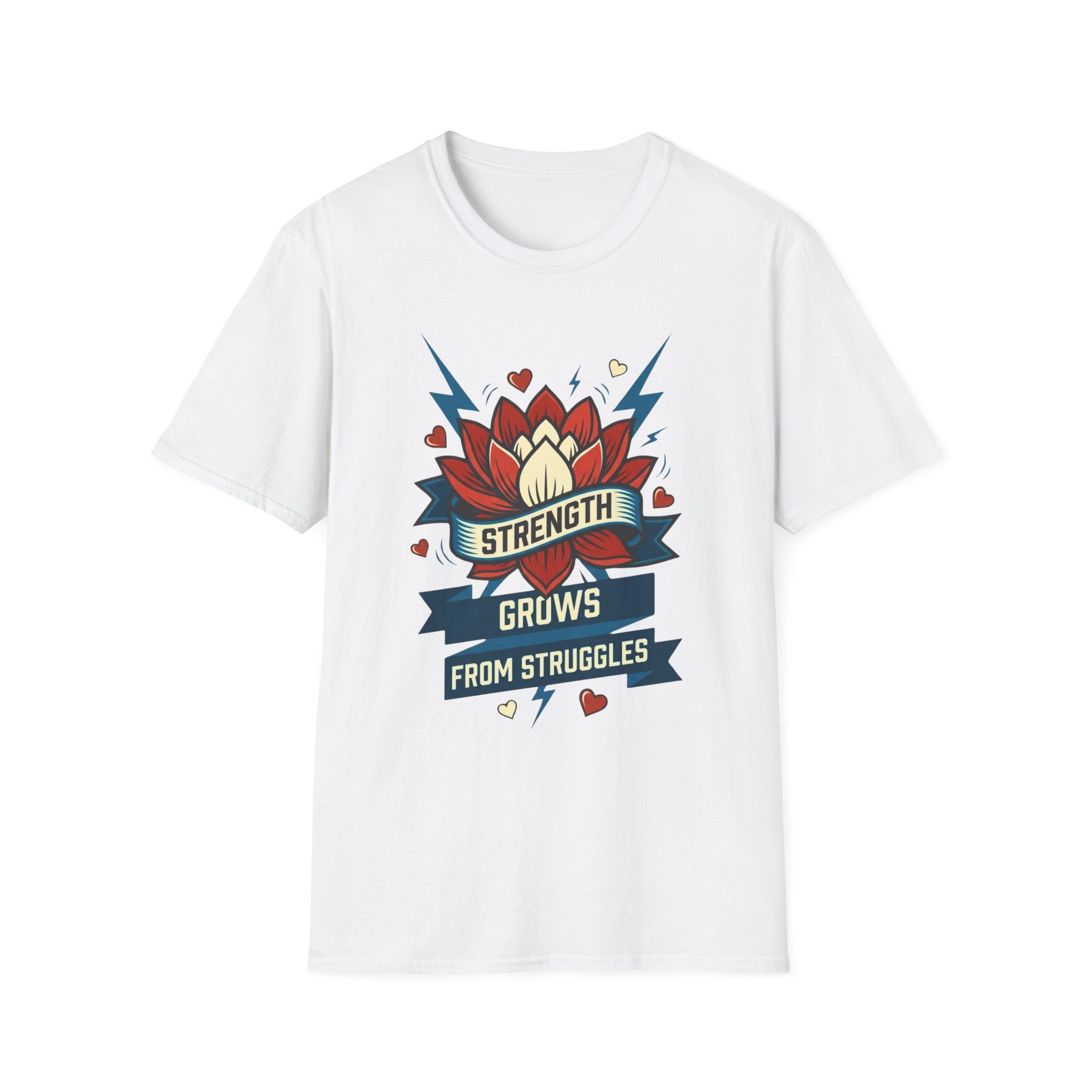 Strength Grows From Struggles T-Shirt —Lightning Heart & Flower (10)