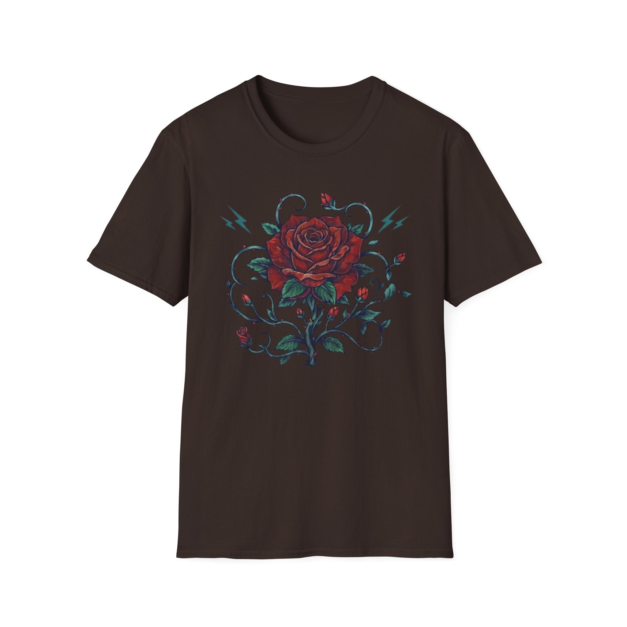 Lightning Rose Sea Green Stem T-Shirt — Rose Lightning (105)