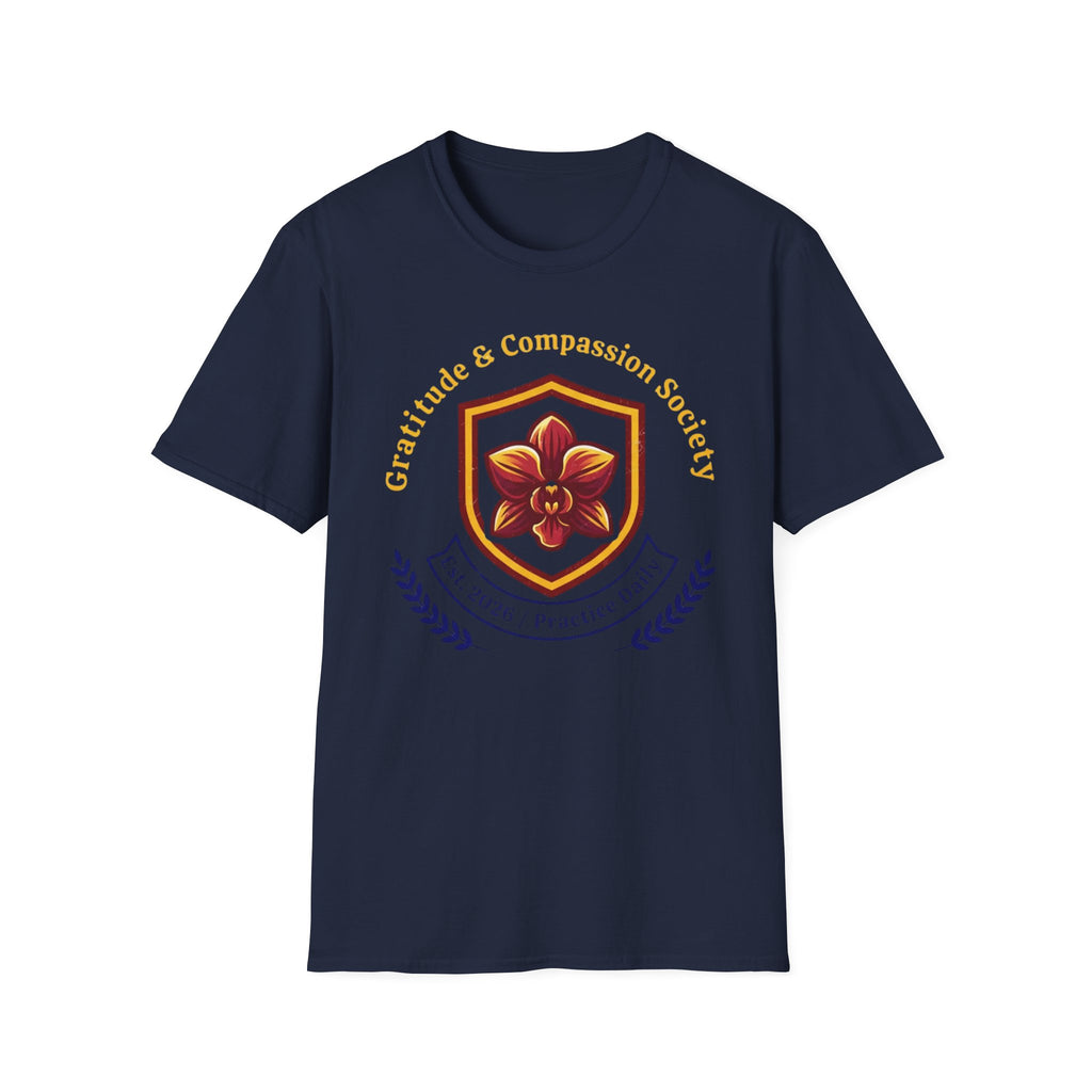 Gratitude & Compassion Society T-Shirt — Crest & Orchid (15)
