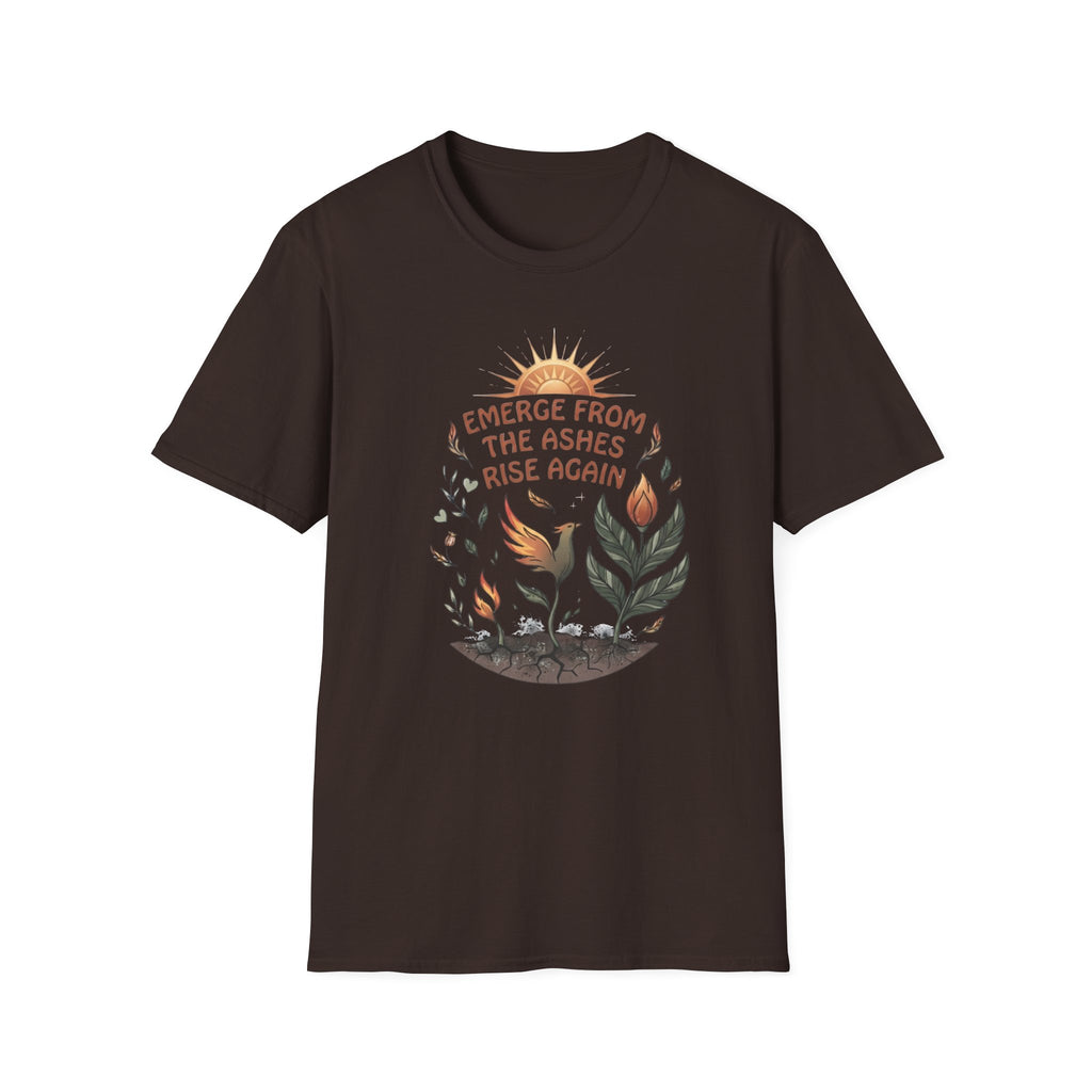 Emerge From The Ashes Rise Again T-Shirt — Sun & Phoenix (63)