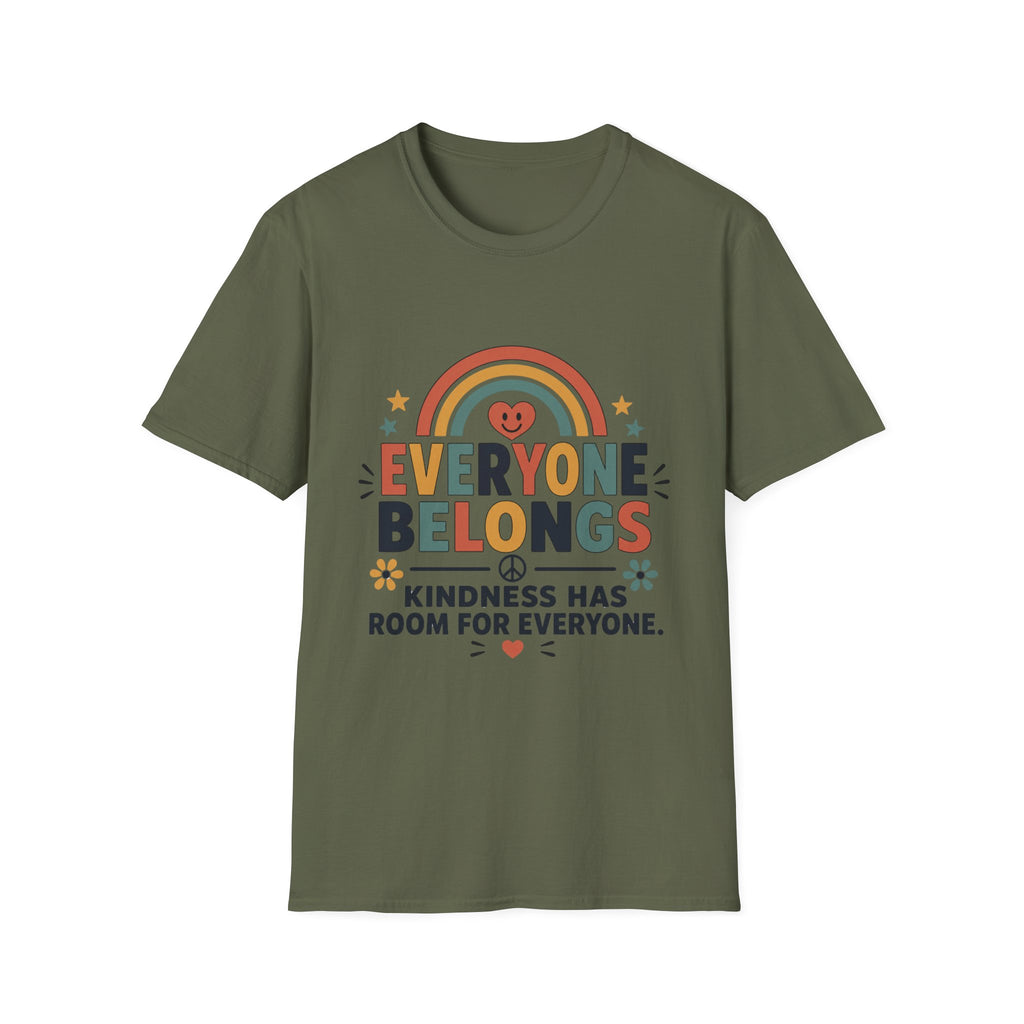 Everyone Belongs T-Shirt — Rainbow & Hearts (4)