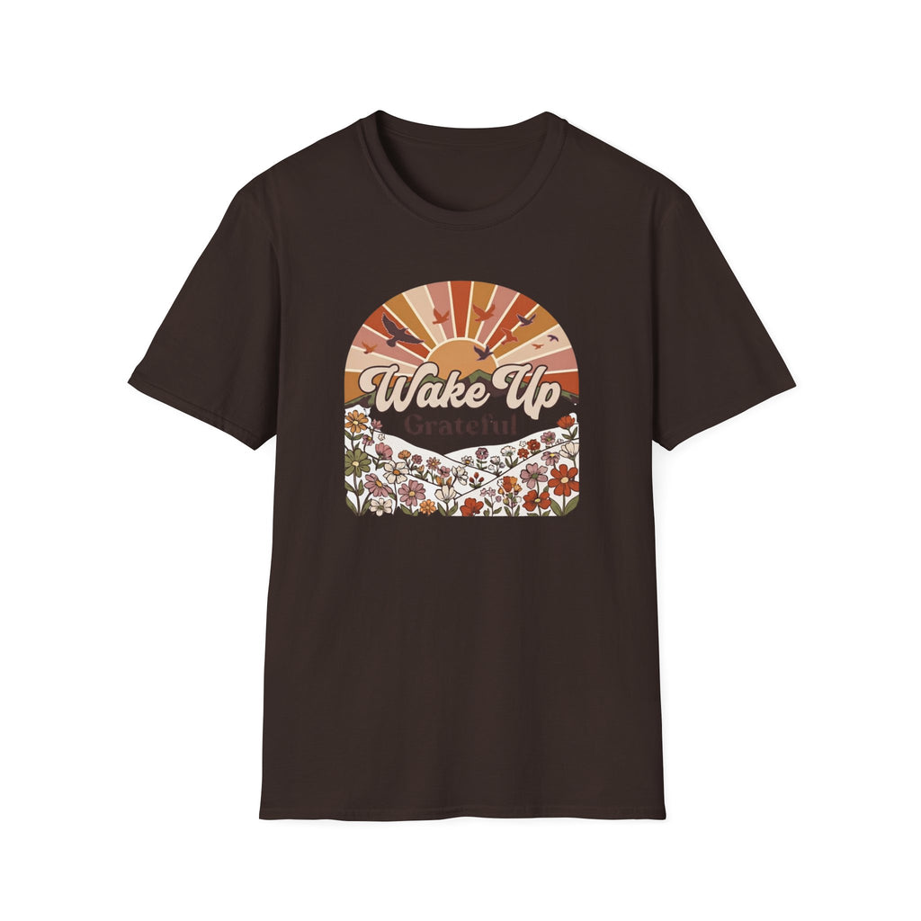 Wake Up Grateful T-Shirt — Birds Sun Flower (83)