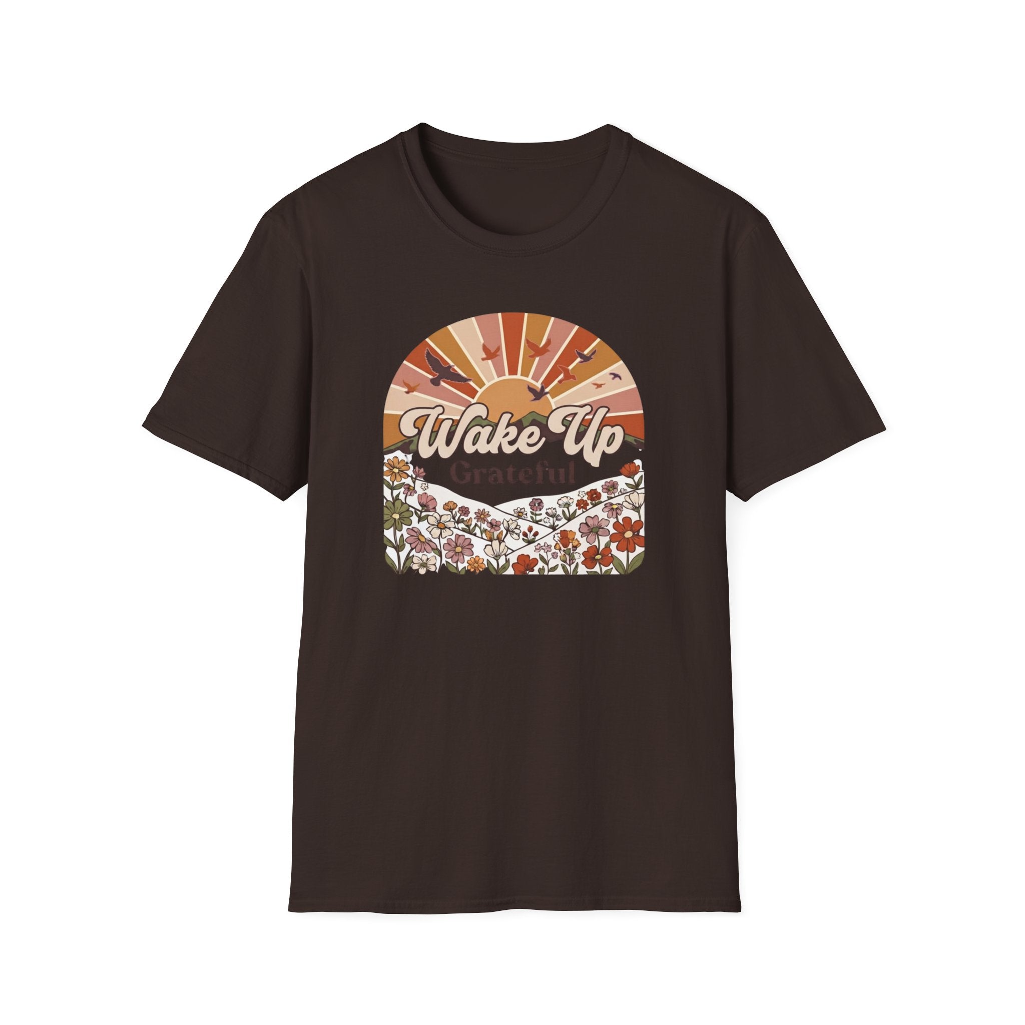 Wake Up Grateful T-Shirt — Birds Sun Flower (83)