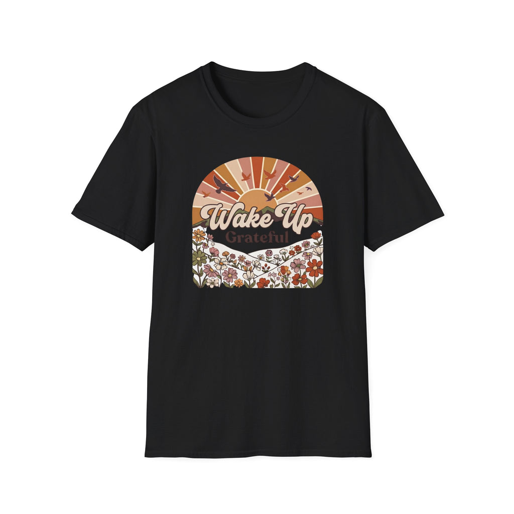 Wake Up Grateful T-Shirt — Birds Sun Flower (83)