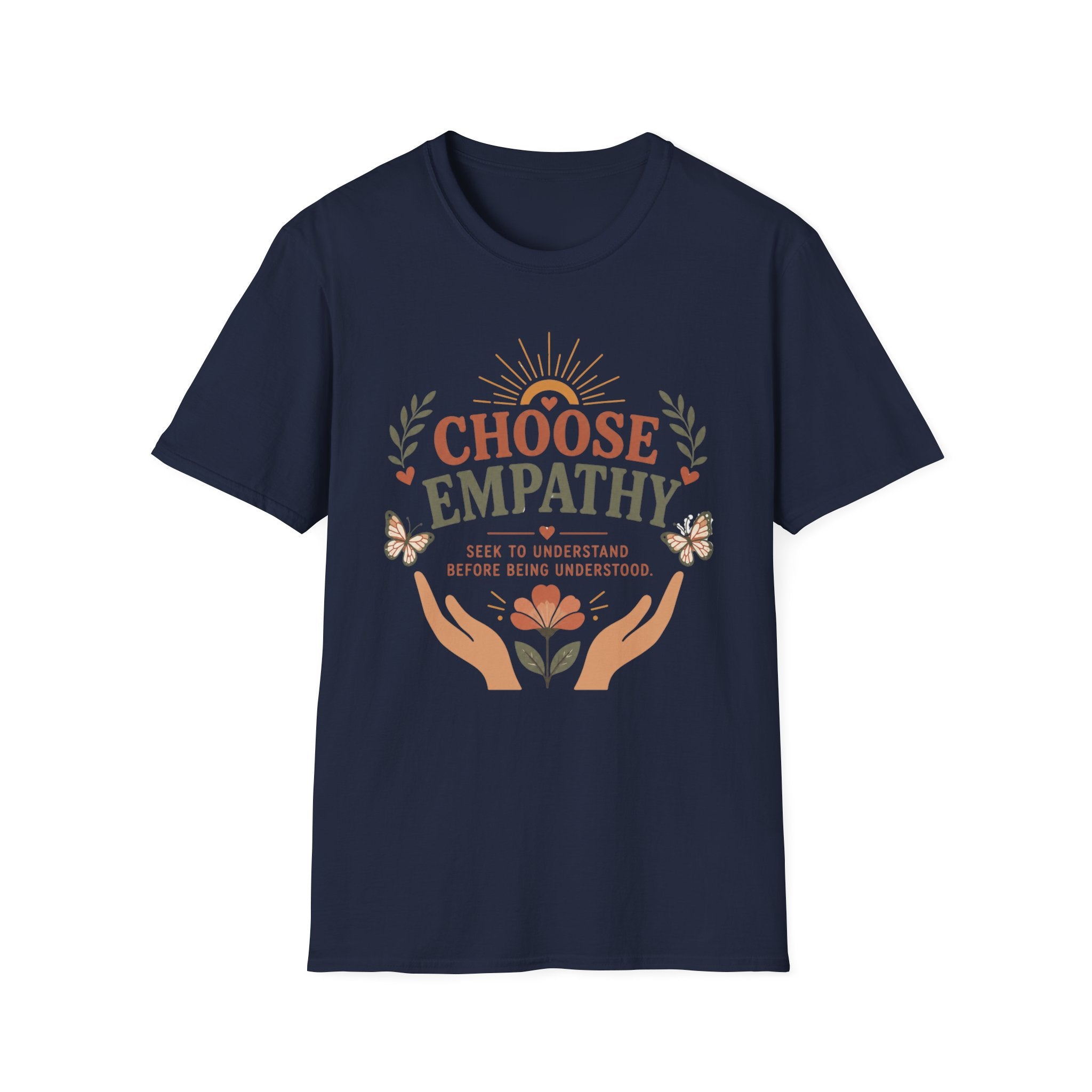 Choose Empathy T-Shirt — Butterfly Hands & Flower (3)