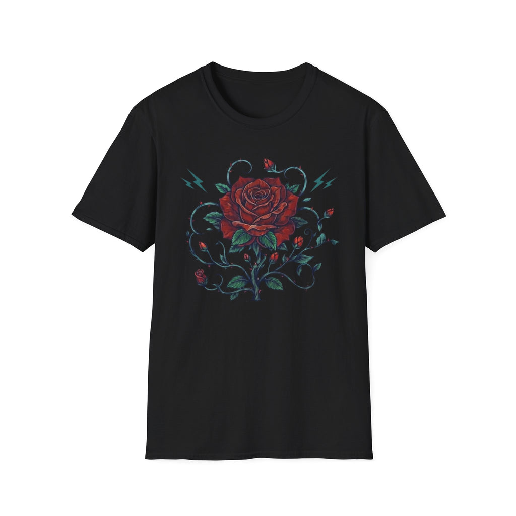 Lightning Rose Sea Green Stem T-Shirt — Rose Lightning (105)