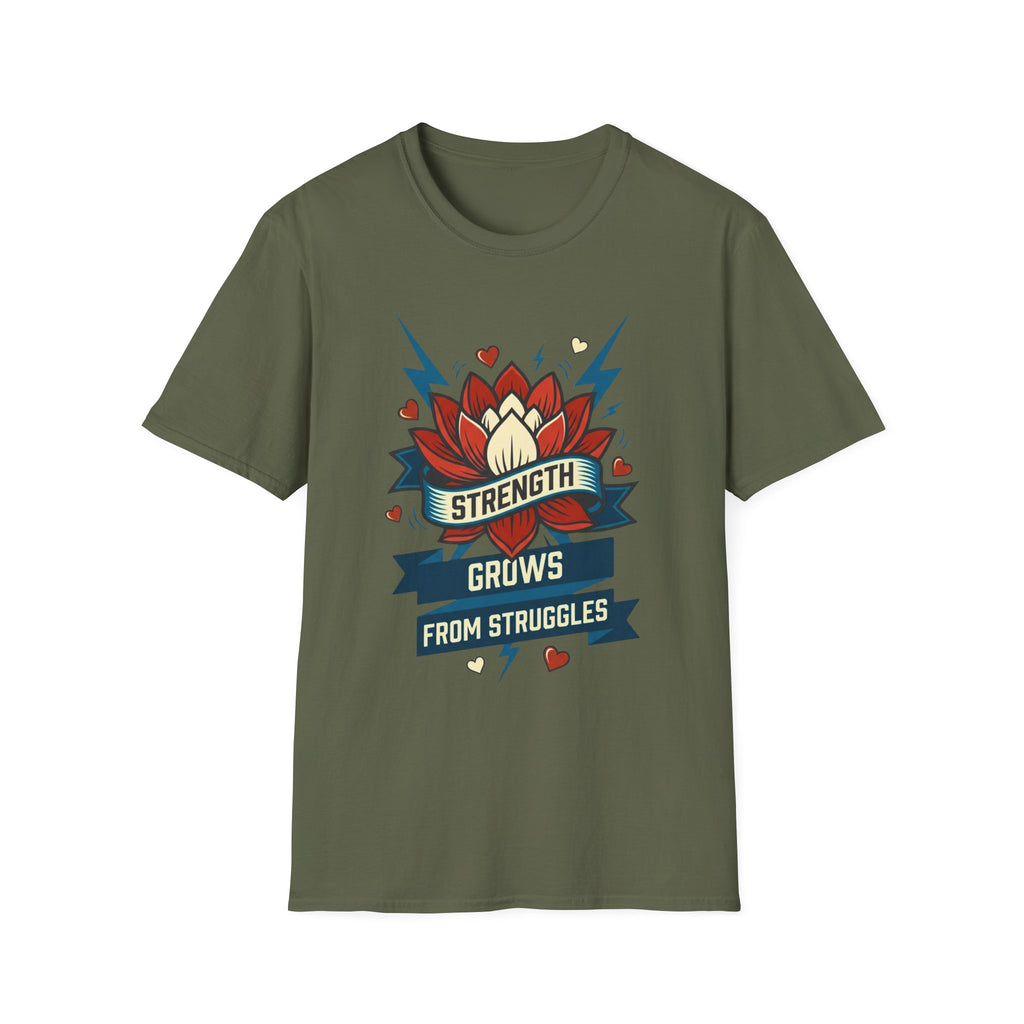 Strength Grows From Struggles T-Shirt —Lightning Heart & Flower (10)