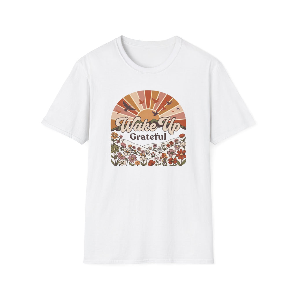 Wake Up Grateful T-Shirt — Birds Sun Flower (83)