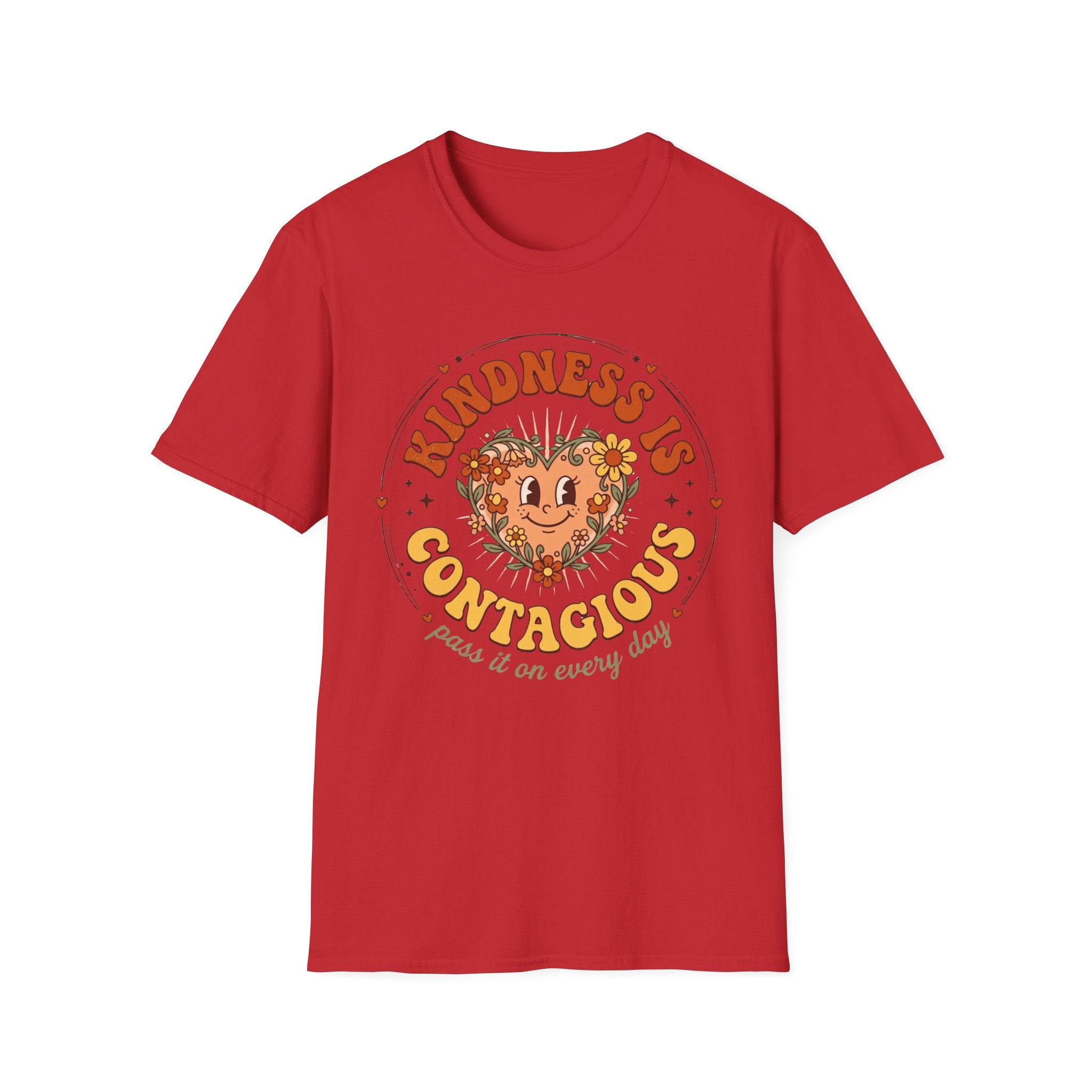 Kindness Is Contagious T-Shirt — Heart Star Flowers (18)