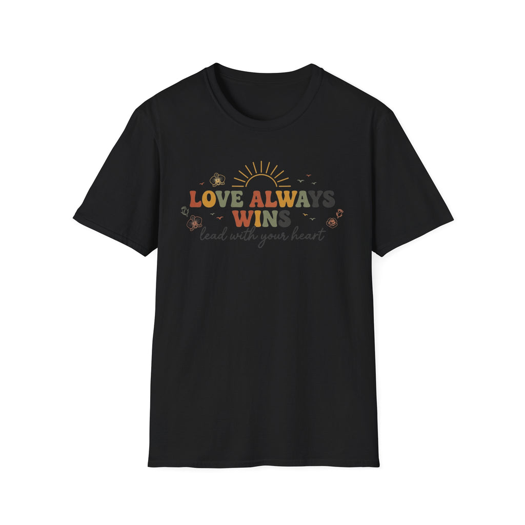 Love Always Wins T-Shirt — Birds Flowers & Sun (24)