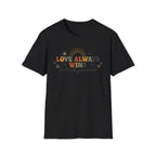 Love Always Wins T-Shirt — Birds Flowers & Sun (24)