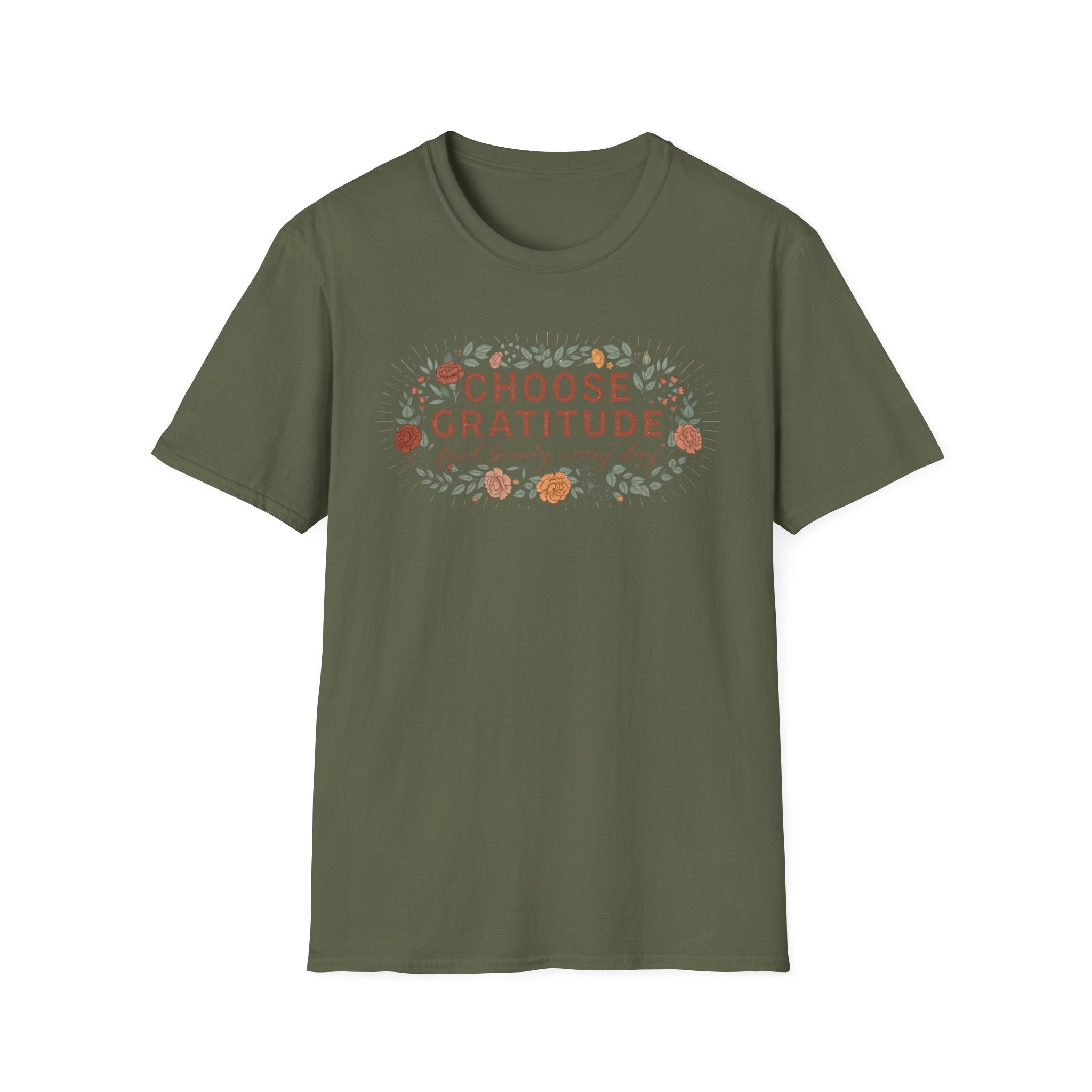 Choose Gratitude T-Shirt — Leaves & Flowers (29)