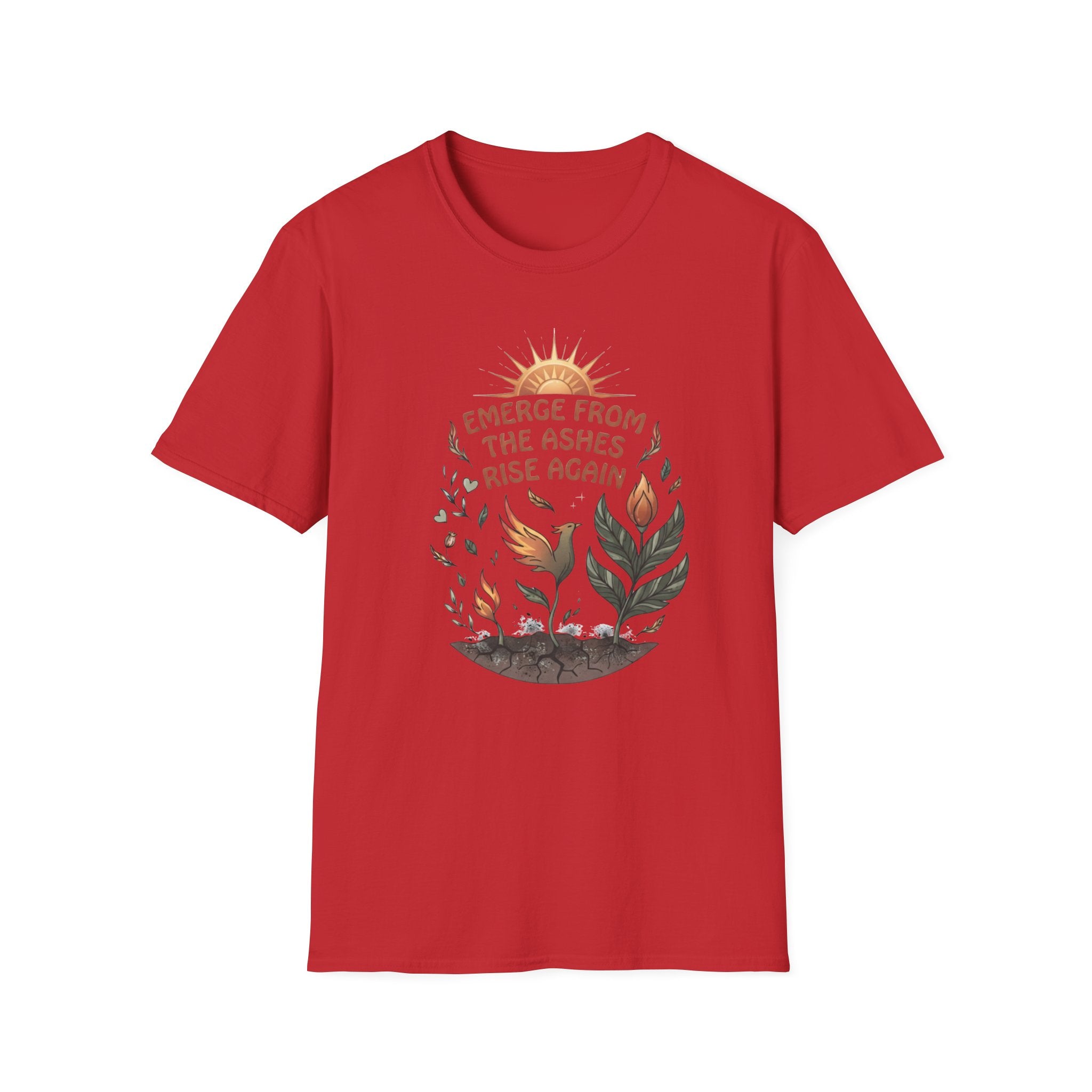 Emerge From The Ashes Rise Again T-Shirt — Sun & Phoenix (63)