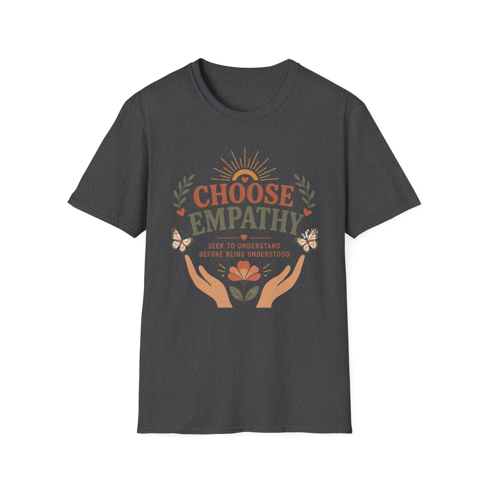 Choose Empathy T-Shirt — Butterfly Hands & Flower (3)