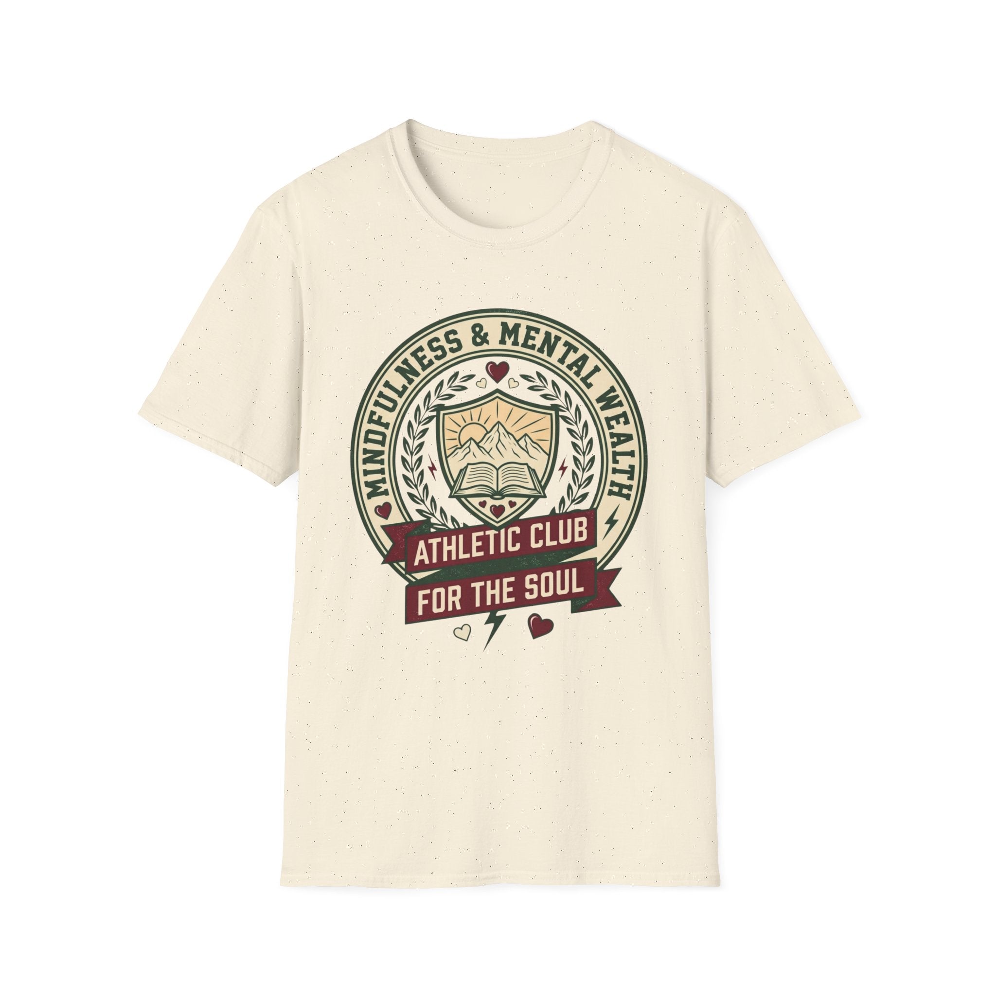 Mindfulness Mental Wealth T-Shirt — Crest Heart Sun Mountain Book (9)