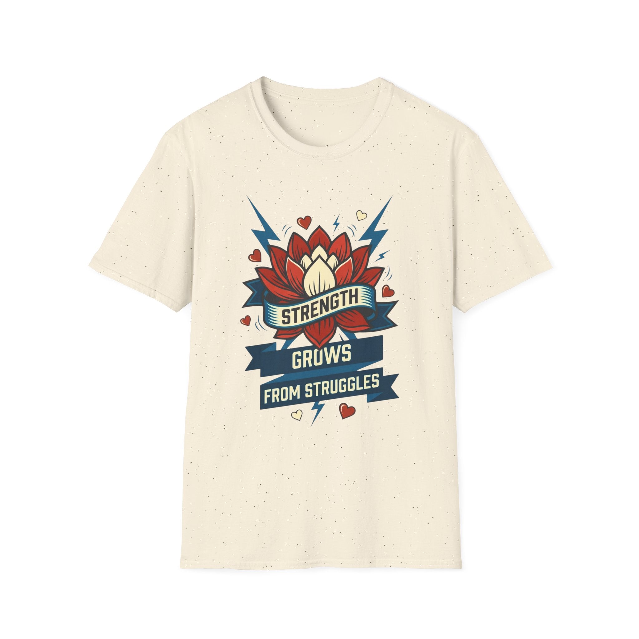 Strength Grows From Struggles T-Shirt —Lightning Heart & Flower (10)