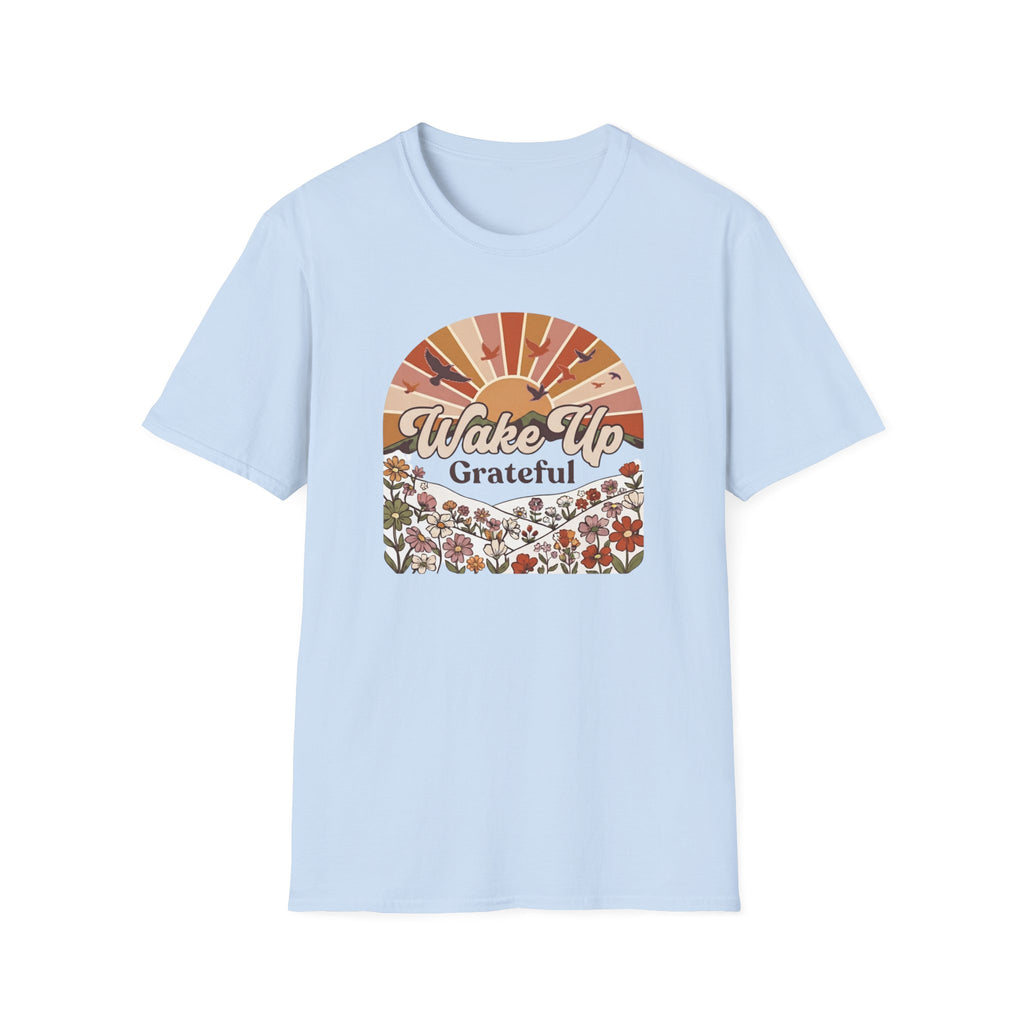 Wake Up Grateful T-Shirt — Birds Sun Flower (83)