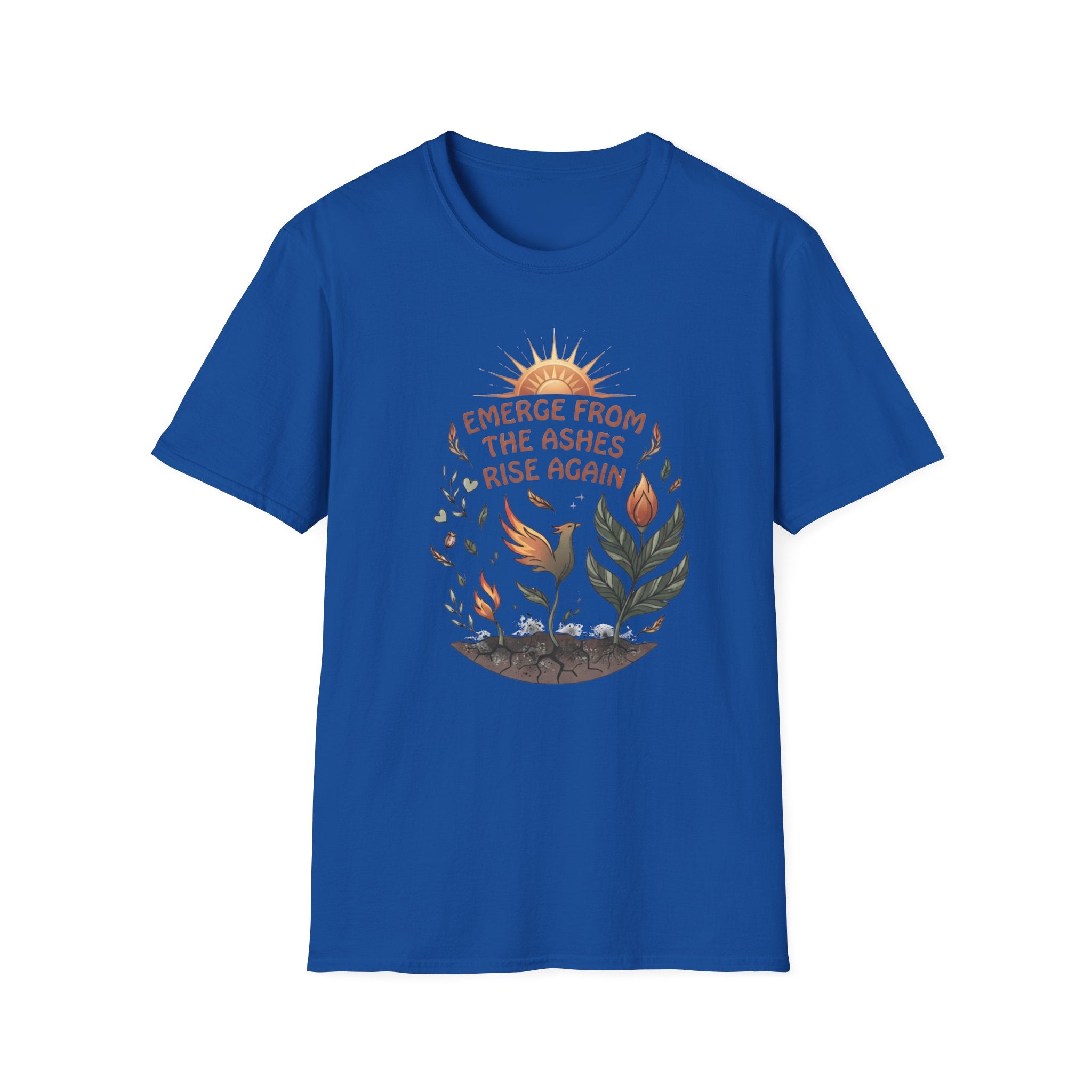 Emerge From The Ashes Rise Again T-Shirt — Sun & Phoenix (63)