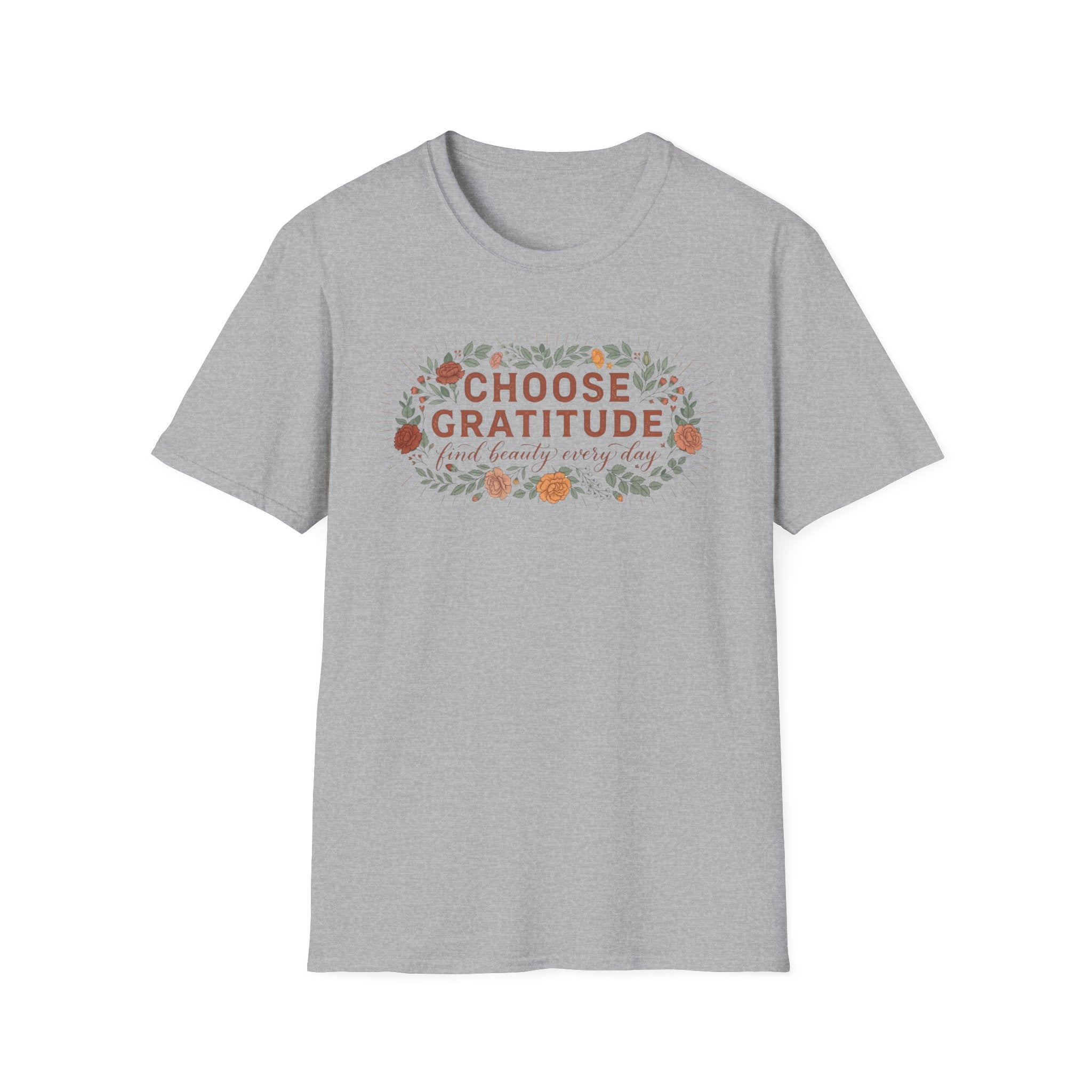 Choose Gratitude T-Shirt — Leaves & Flowers (29)