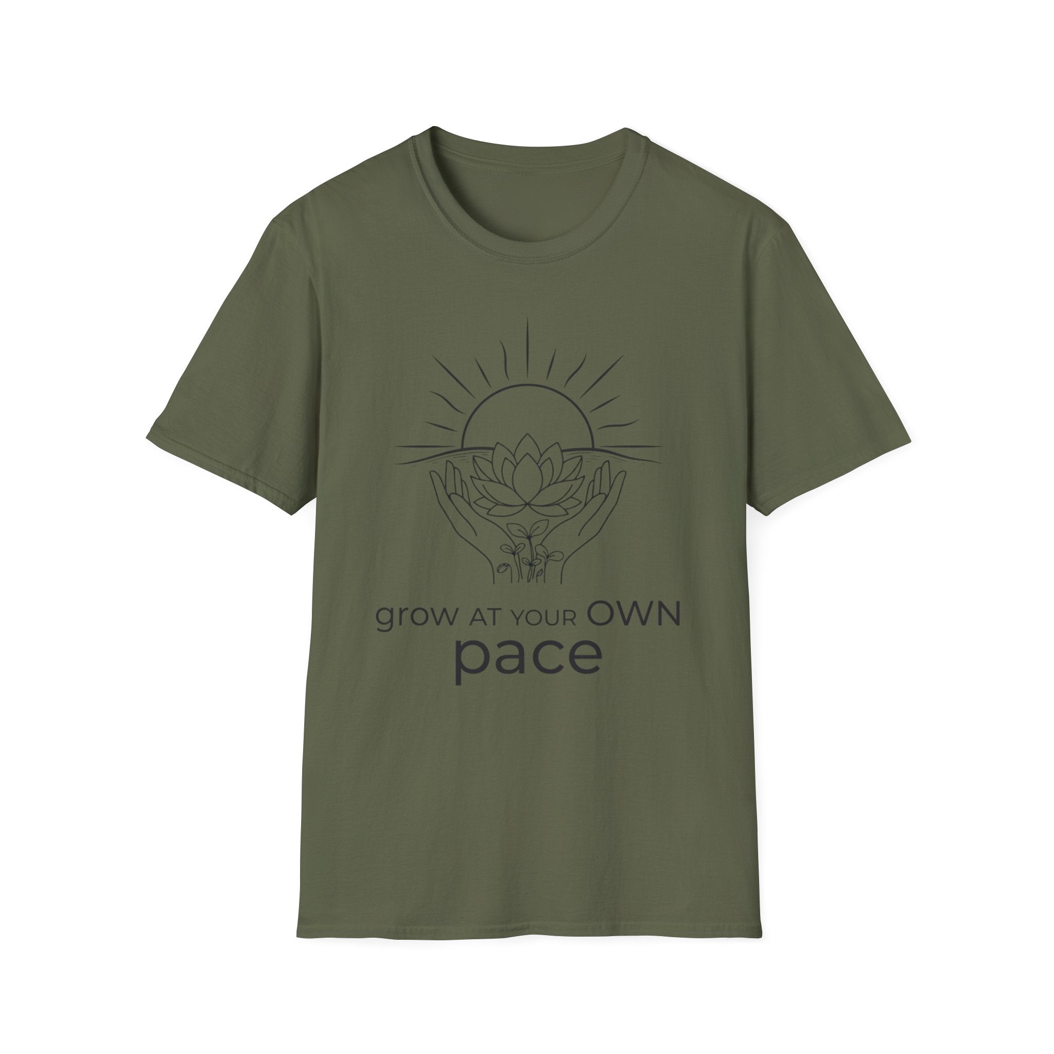 Grow At Your Own Pace T-Shirt — Hand Flower Sun (7)
