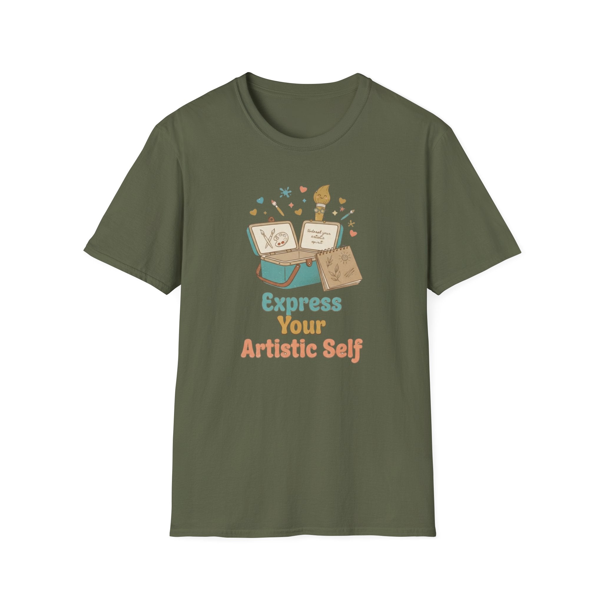 Express Your Artistic Self T-Shirt — Paintbrush & Book (93)