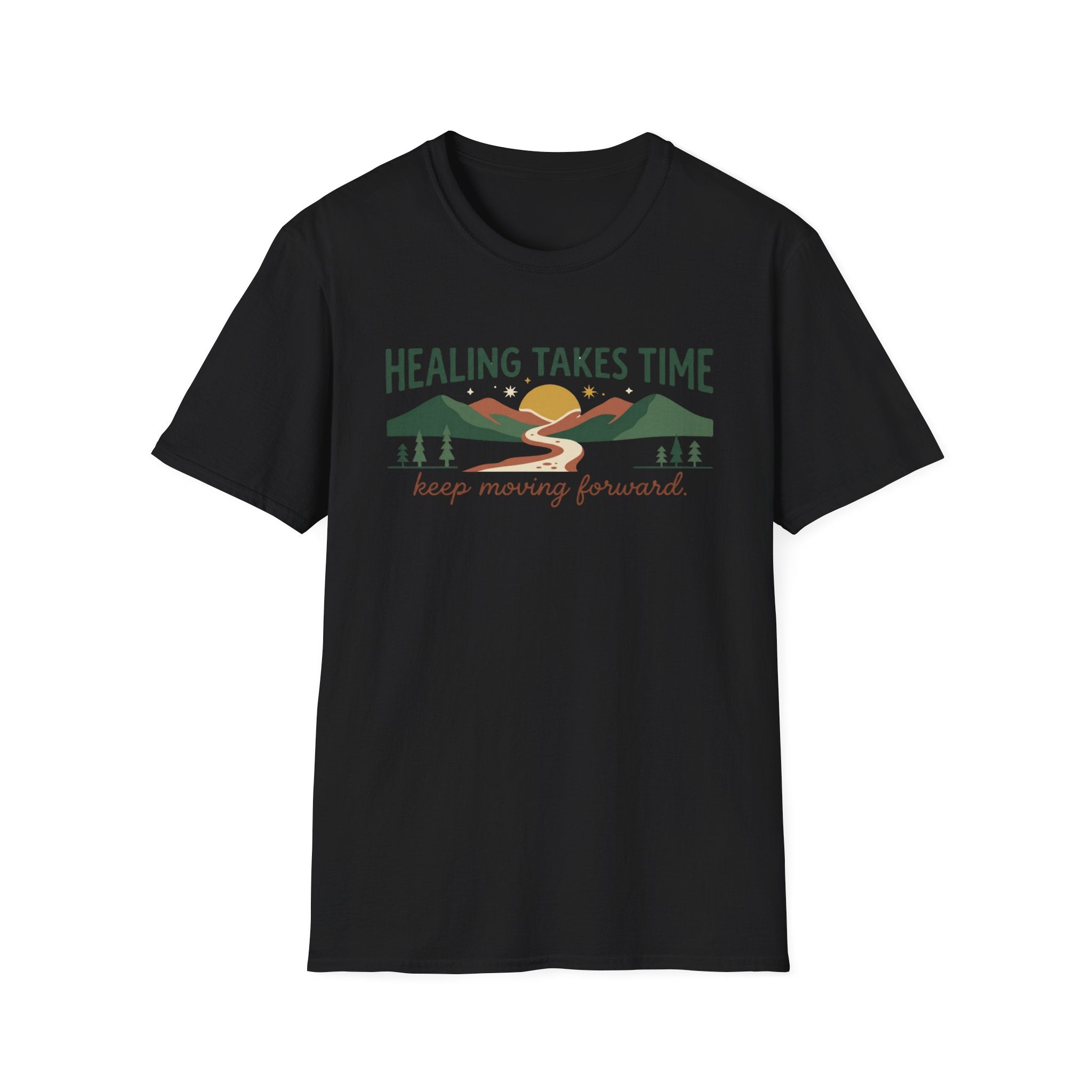 Healing Takes Time T-Shirt — Road Mountain & Sun (31)