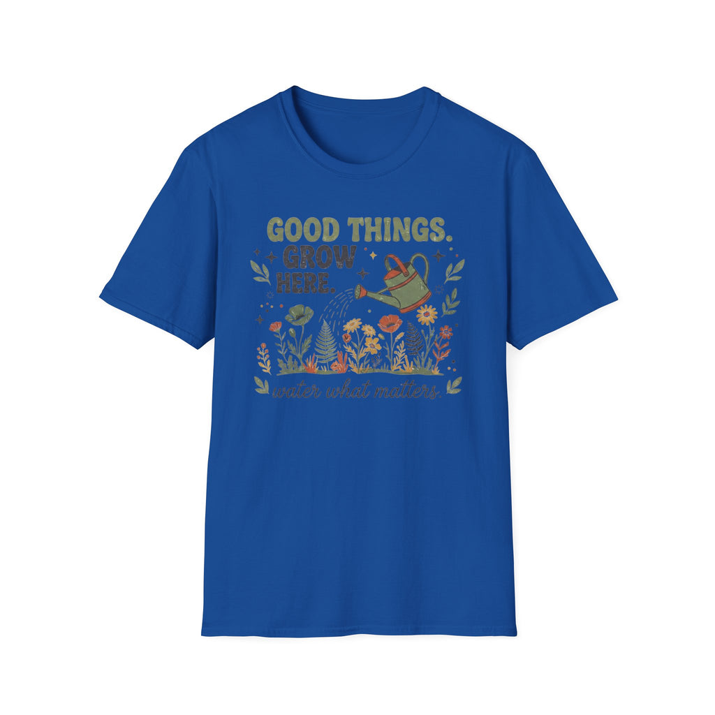 Good Things Grow Here T-Shirt — Watering Can Flowers (36)