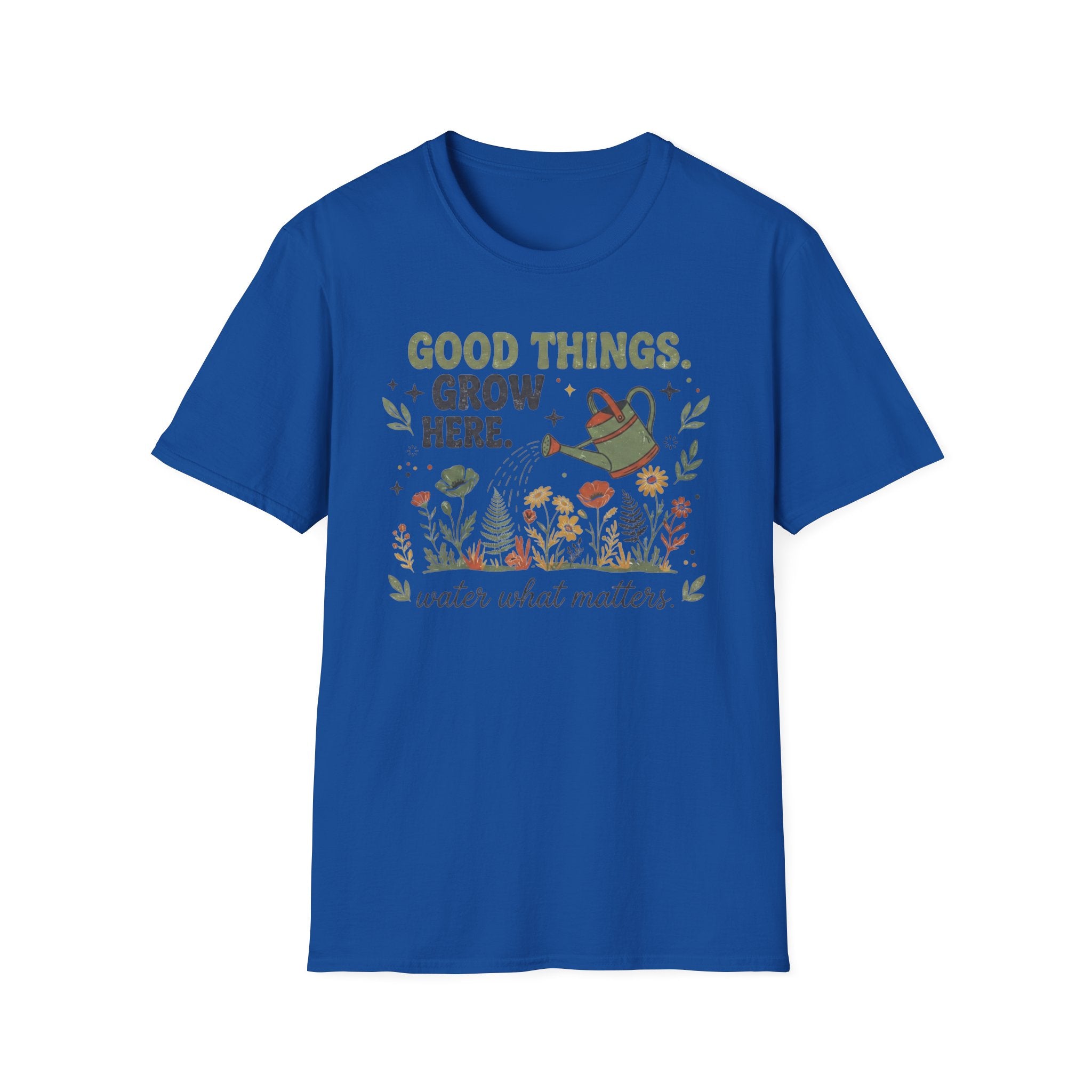 Good Things Grow Here T-Shirt — Watering Can Flowers (36)